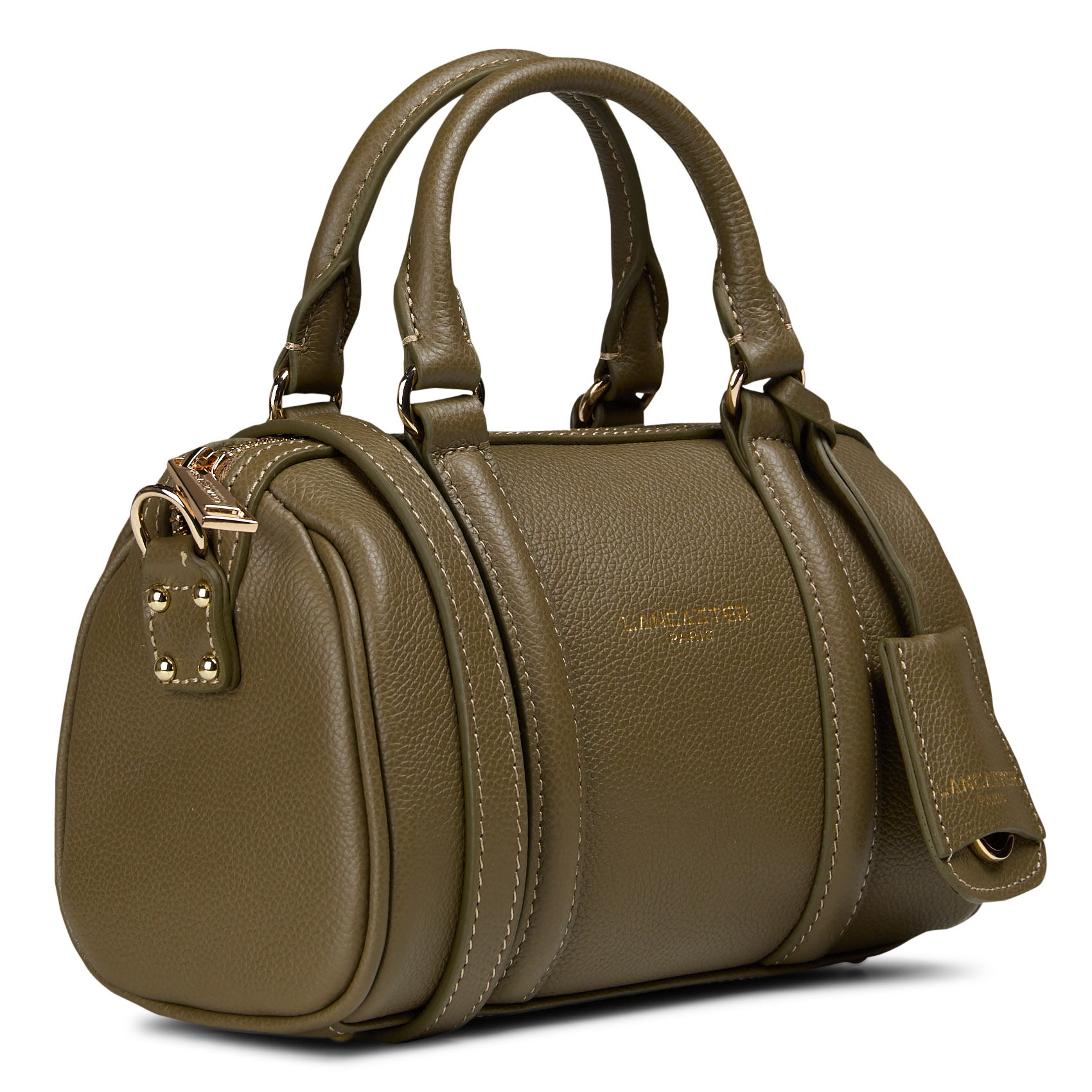 Kleine Bowlingtasche aus genarbtem Leder LANCASTER PARIS Khaki