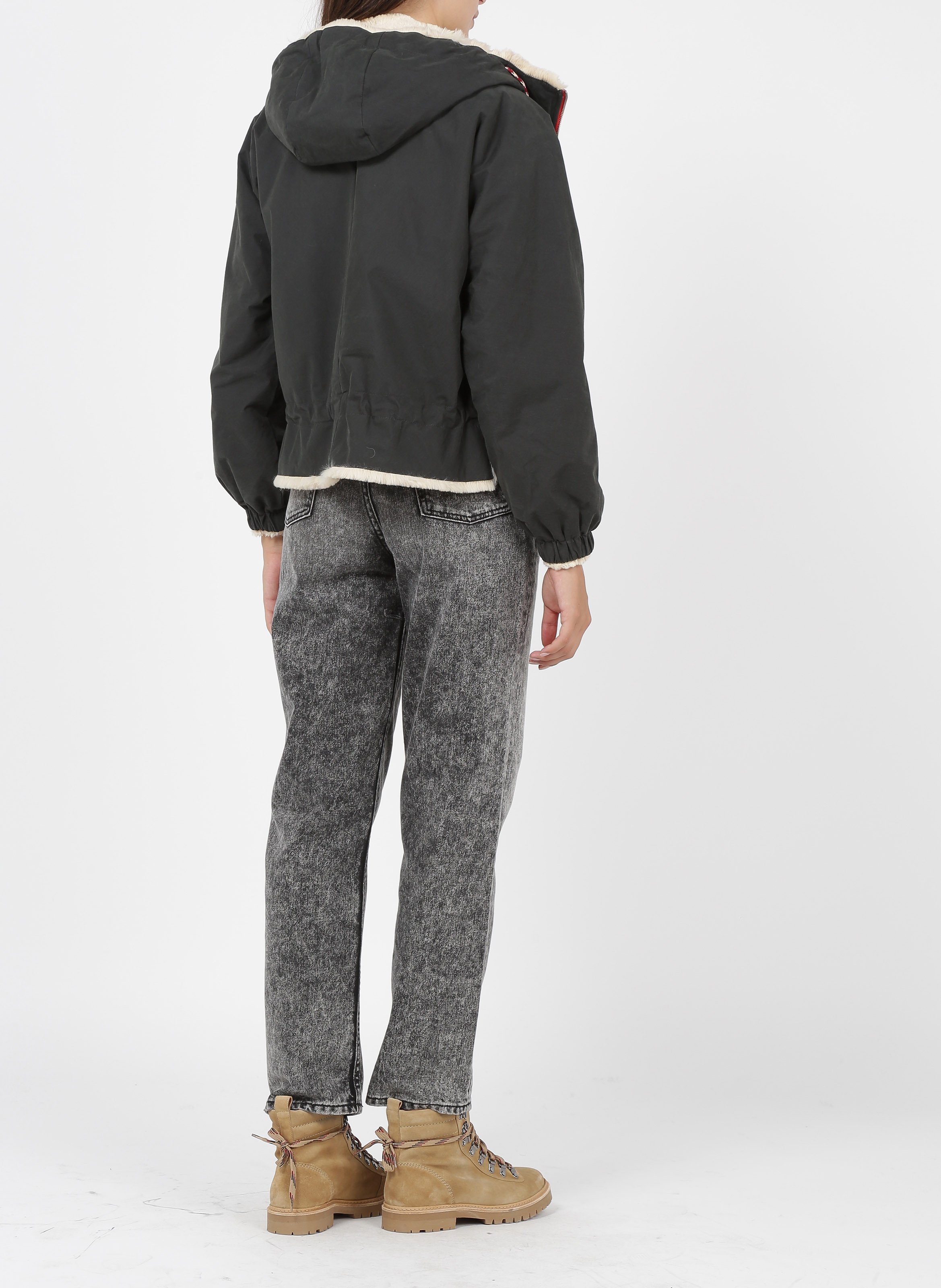 Blouson col montant ample en coton mélangé BELLEROSE Noir