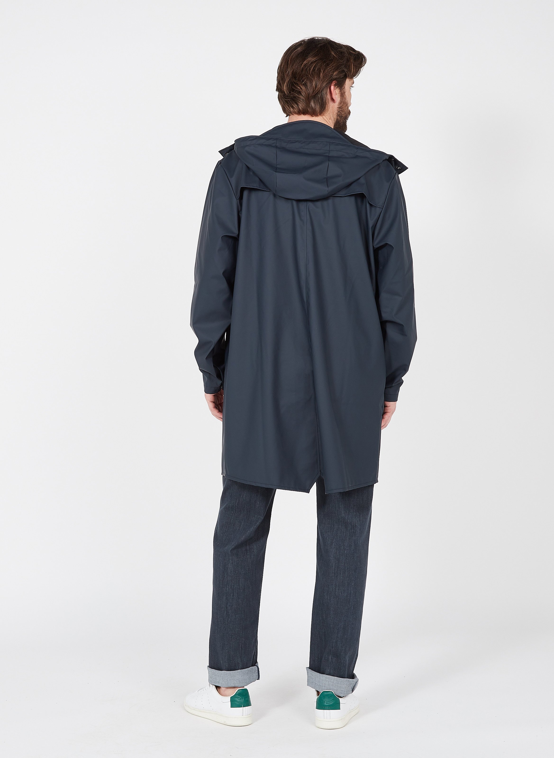 Lange, wasserabweisende Windjacke mit Kapuze RAINS Blau