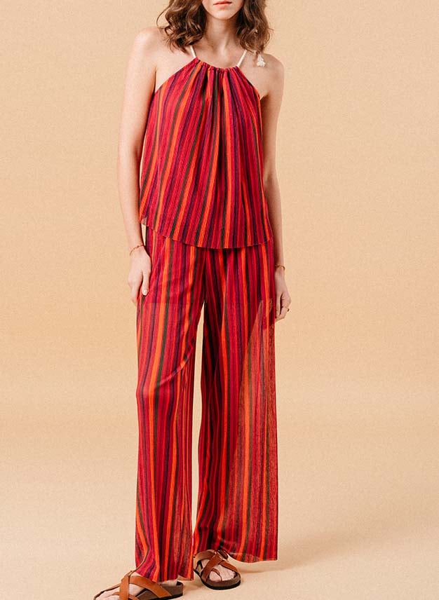 Top sans manches plissé et rayé GRACE ET MILA Multicolore