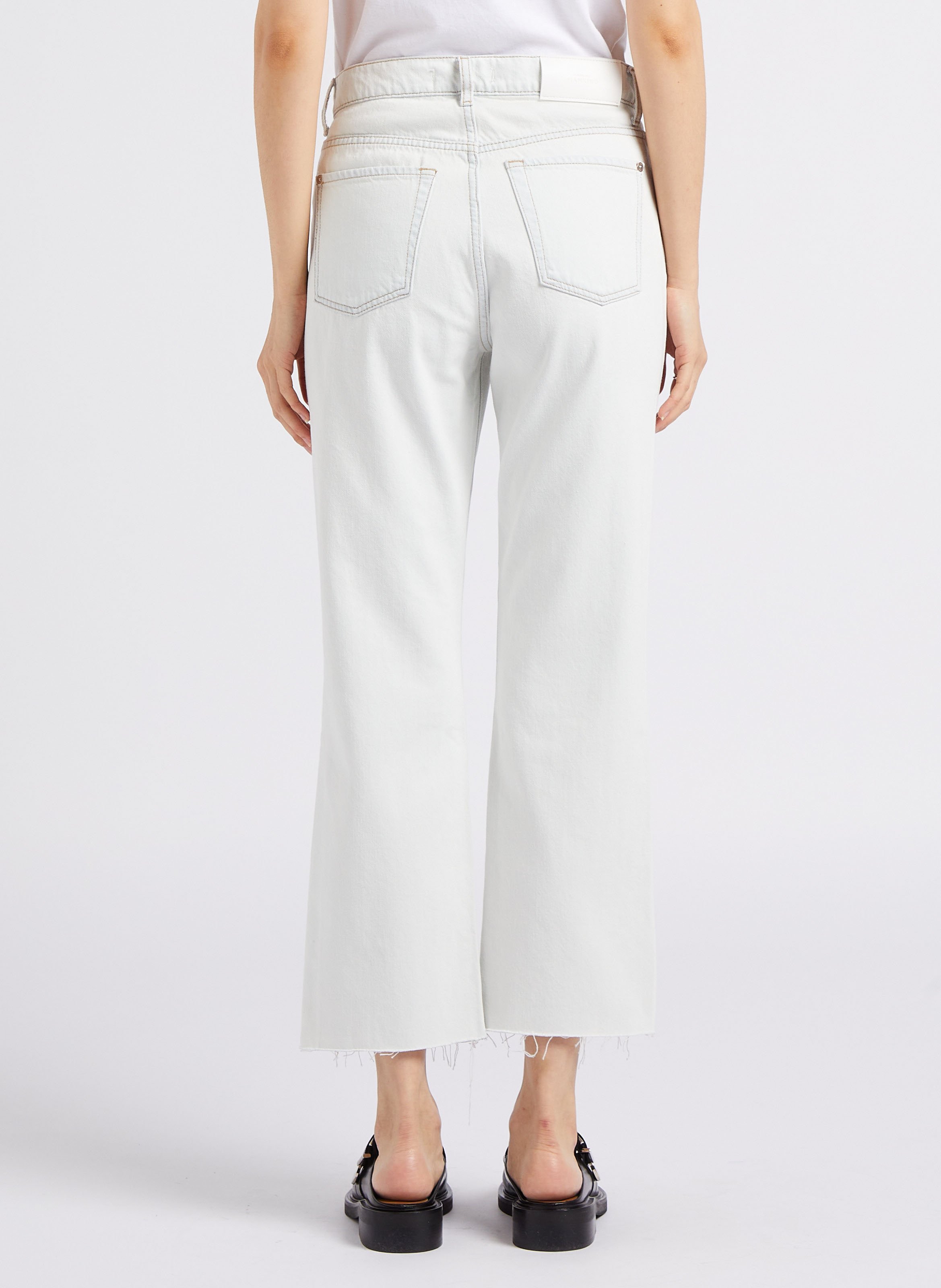 Rechte, katoenen jeans met hoge taille 7 FOR ALL MANKIND Blauw