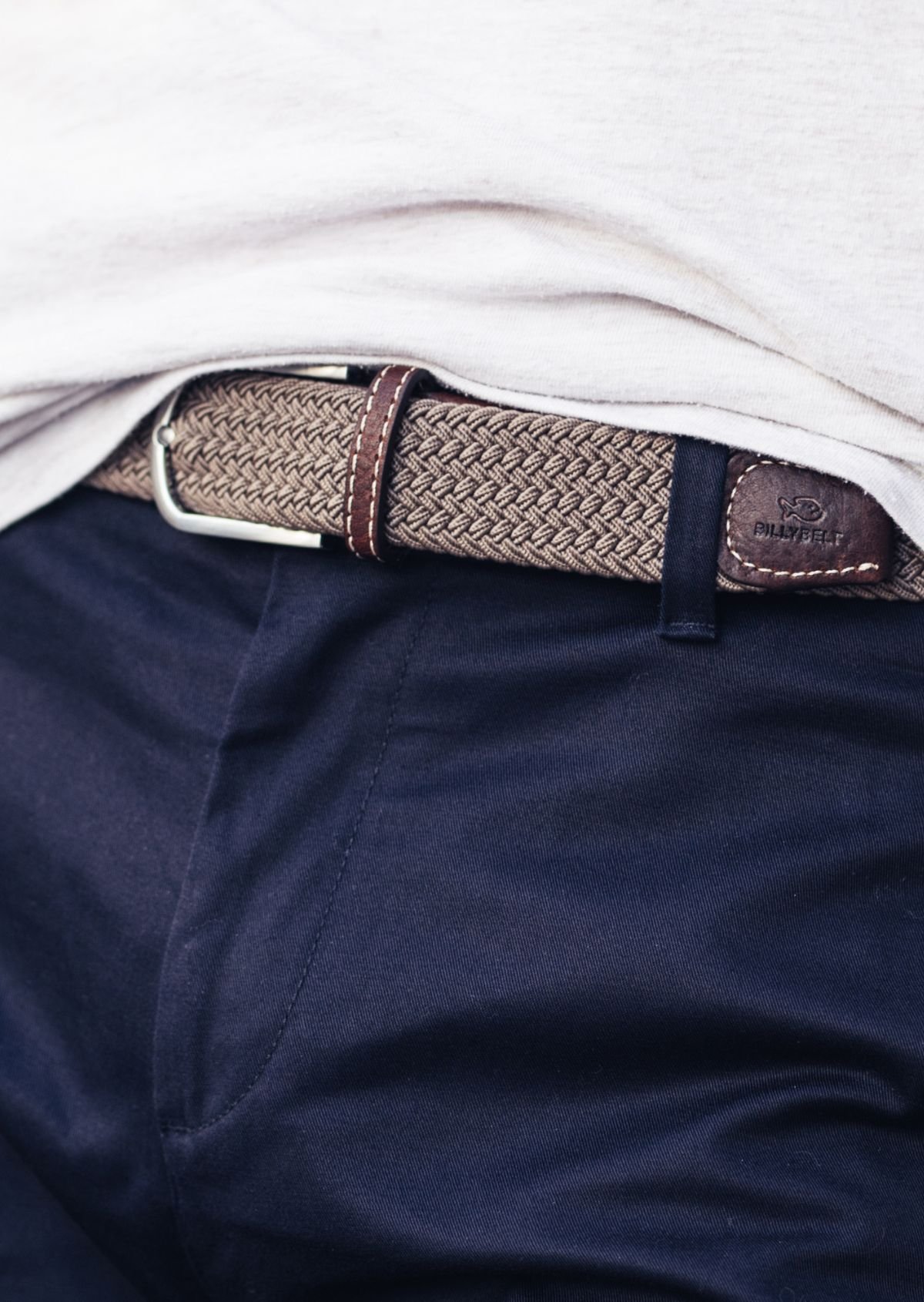 Solid Elastic Braided Belt BILLYBELT Beige