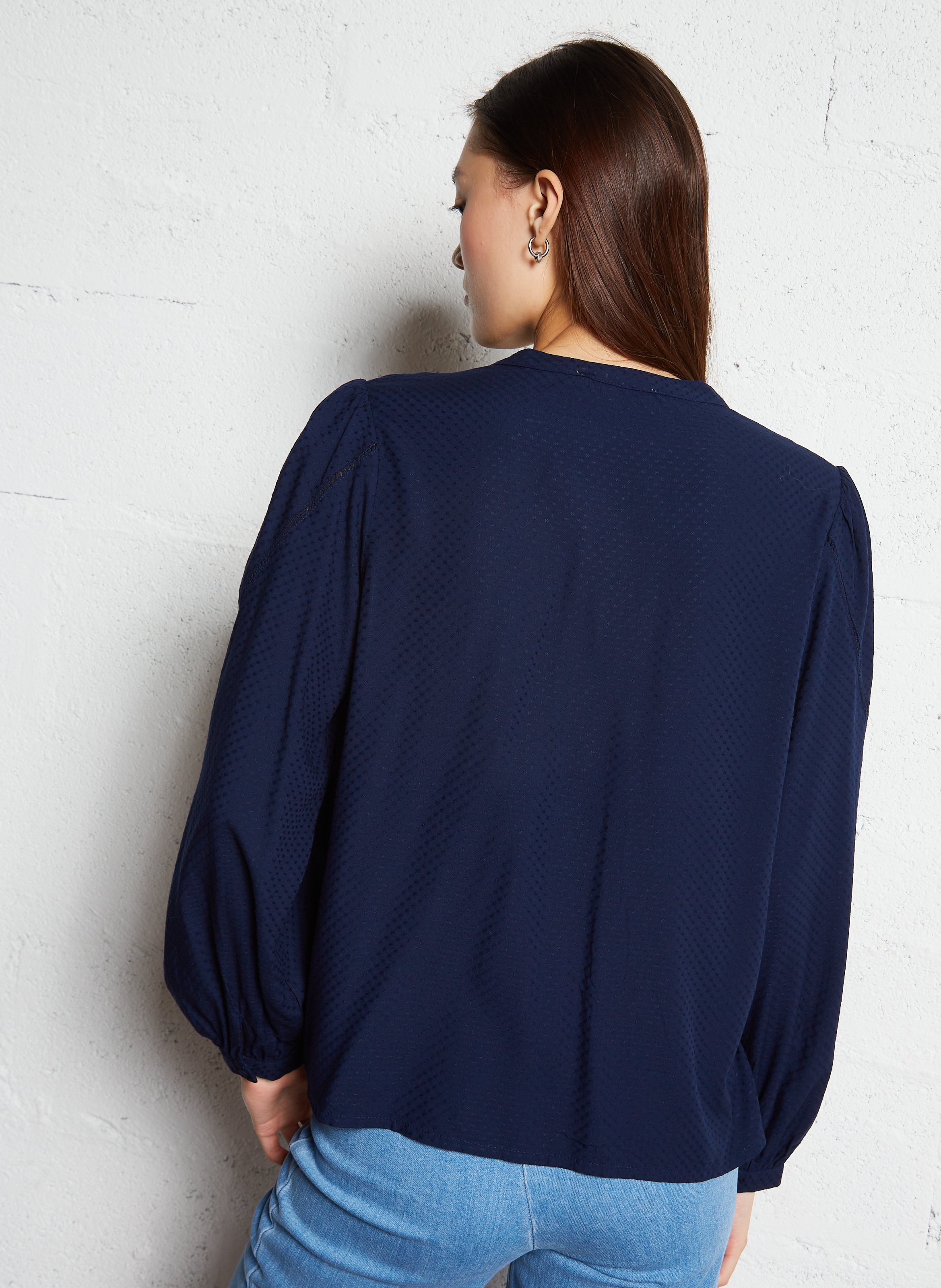 Round-neck cotton-blend blouse LA PETITE ETOILE Blue