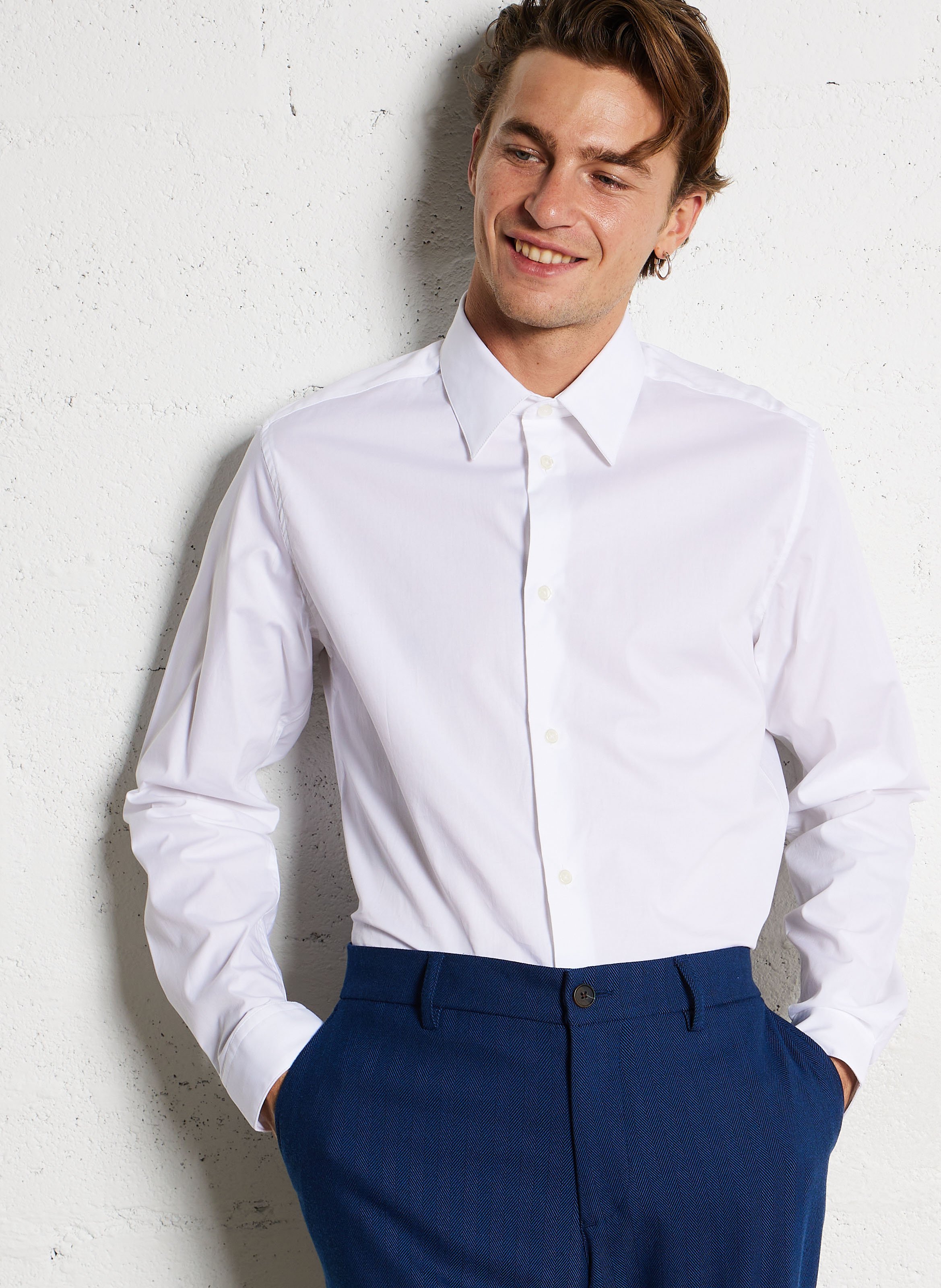 Regular cotton blend shirt AU PRINTEMPS PARIS White