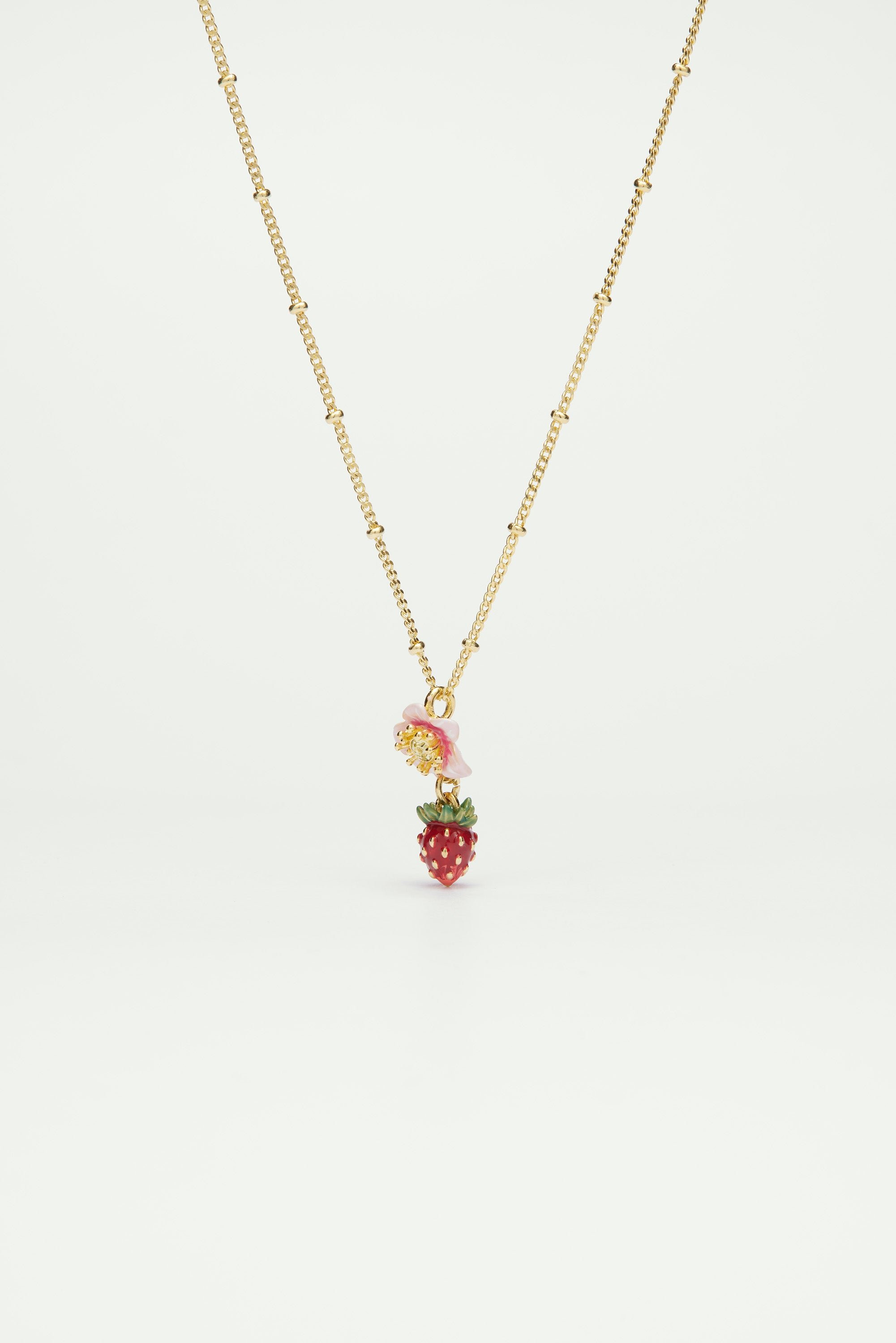 Necklace with wild strawberry and flower pendant LES NEREIDES Multicolored