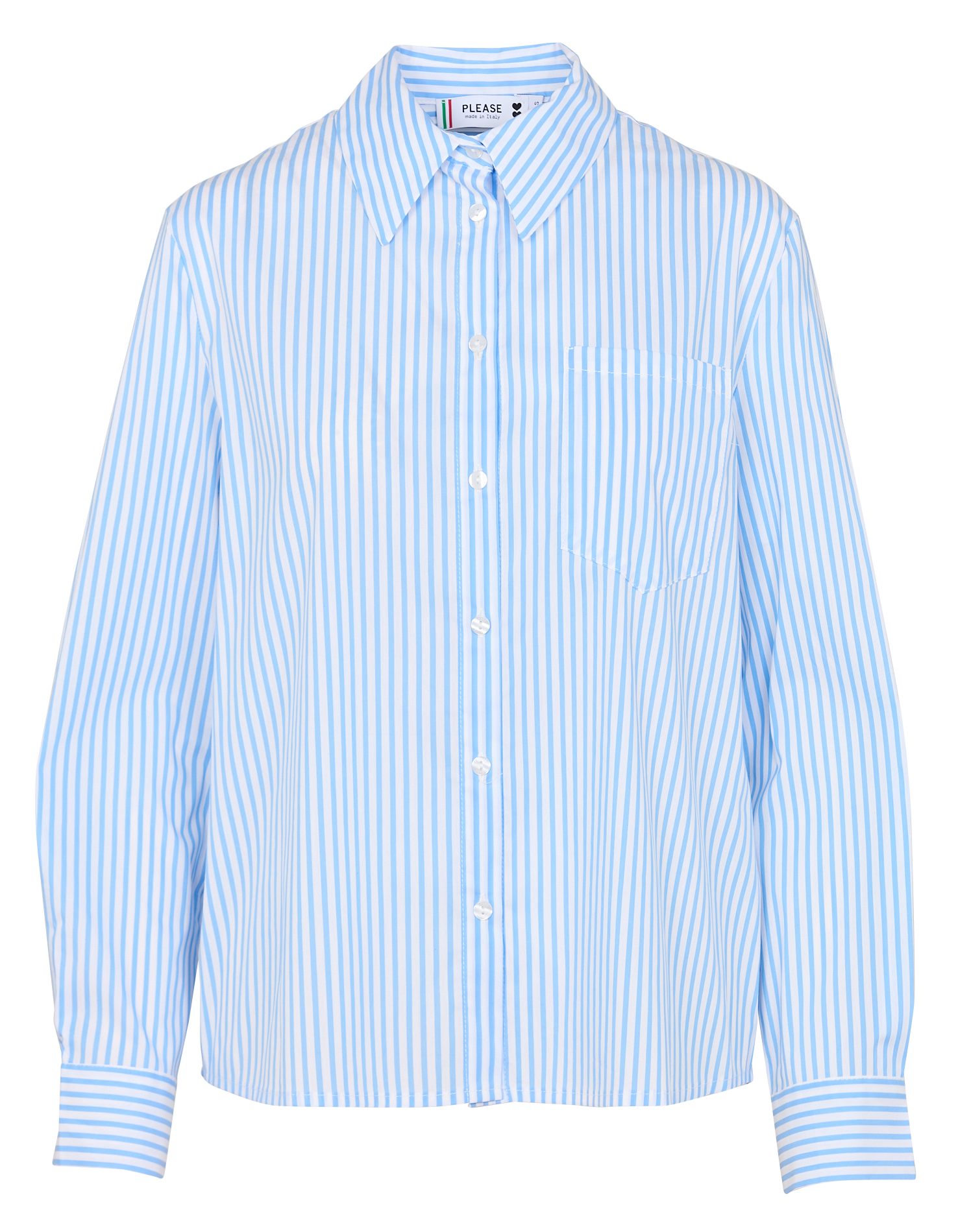 Cotton and linen shirt with classic collar Multicolored