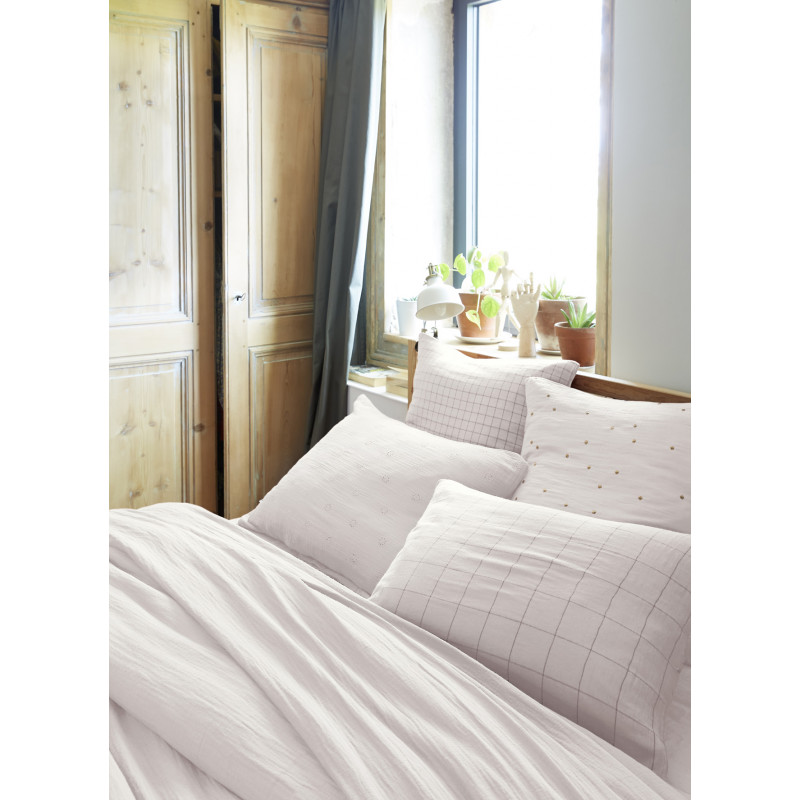 Cotton percale pillow case L'EFFET PAPILLON White