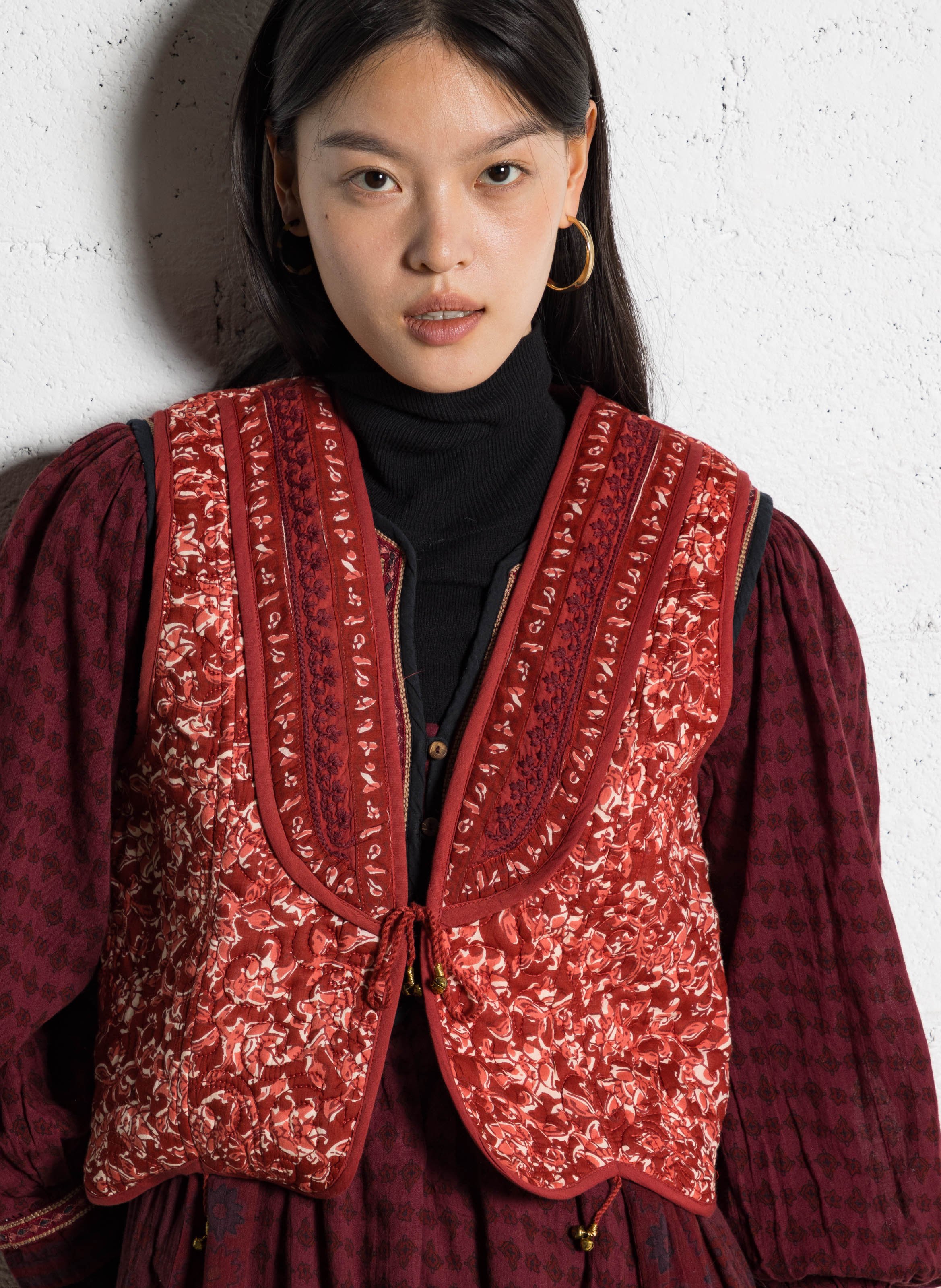 Veste col rond en coton MAISON HOTEL Rouge