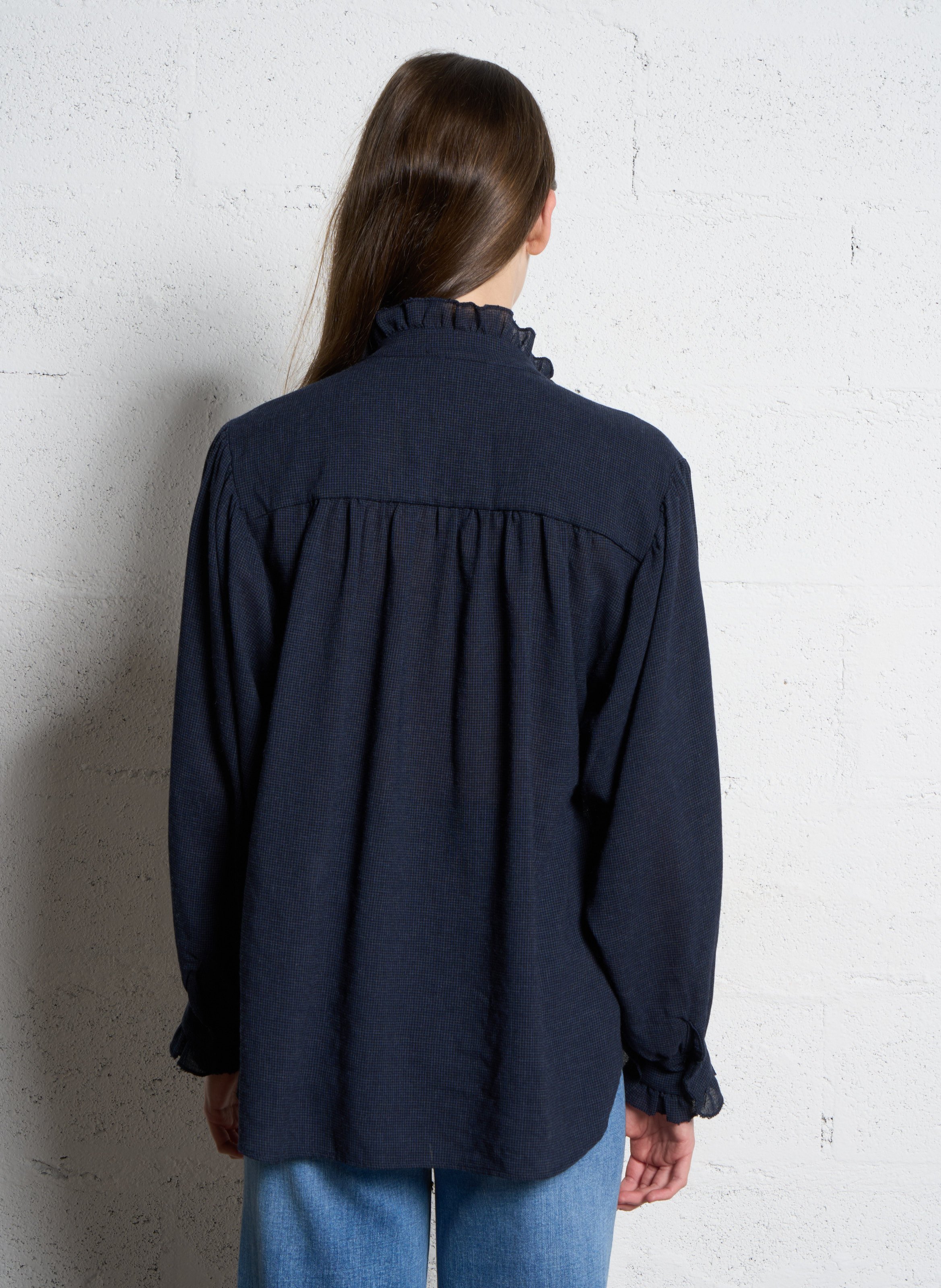 Oversized ruffled jacquard shirt MAISON HOTEL Blue