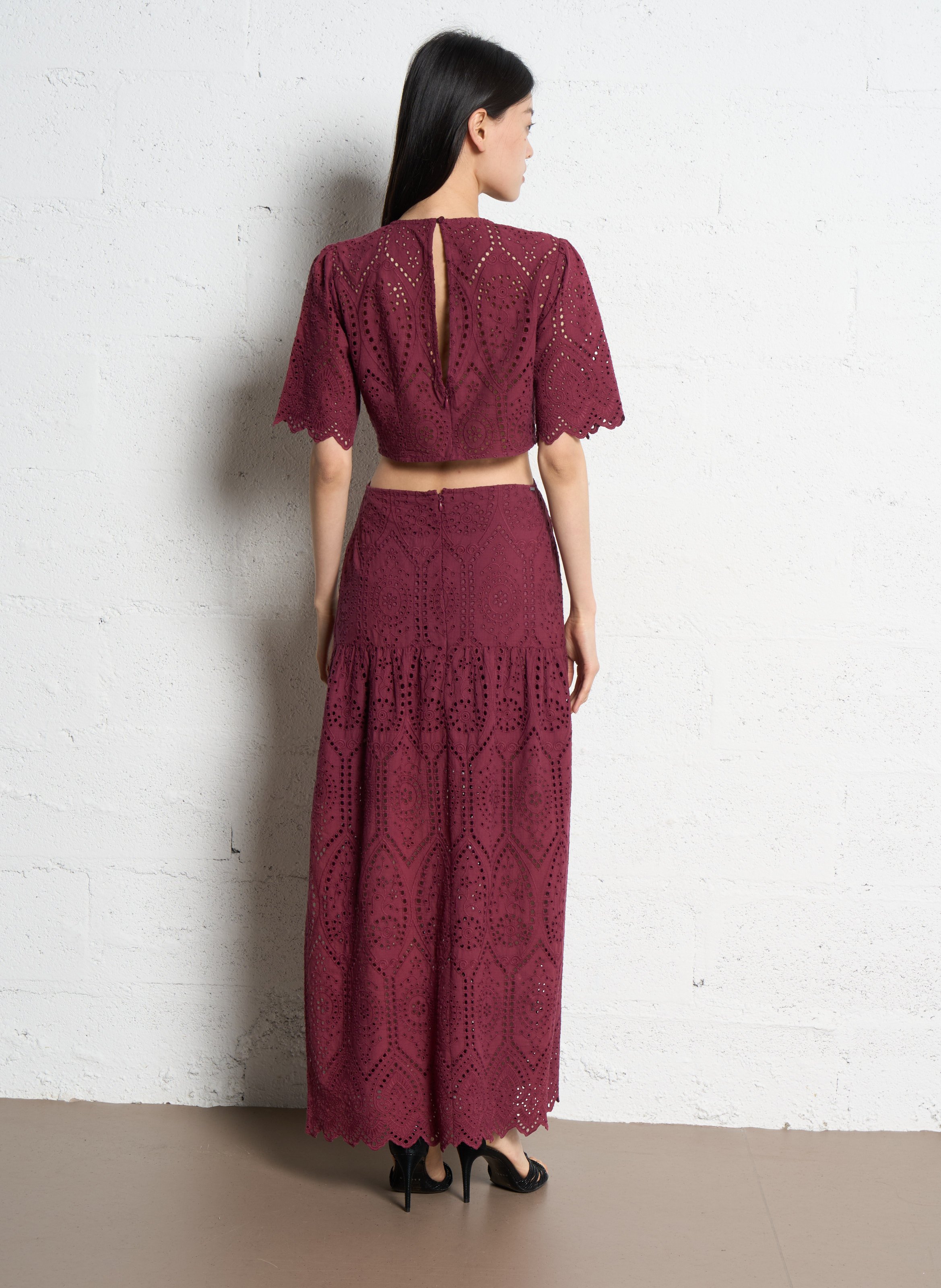 Robe longue broderie anglaise IKKS Violet