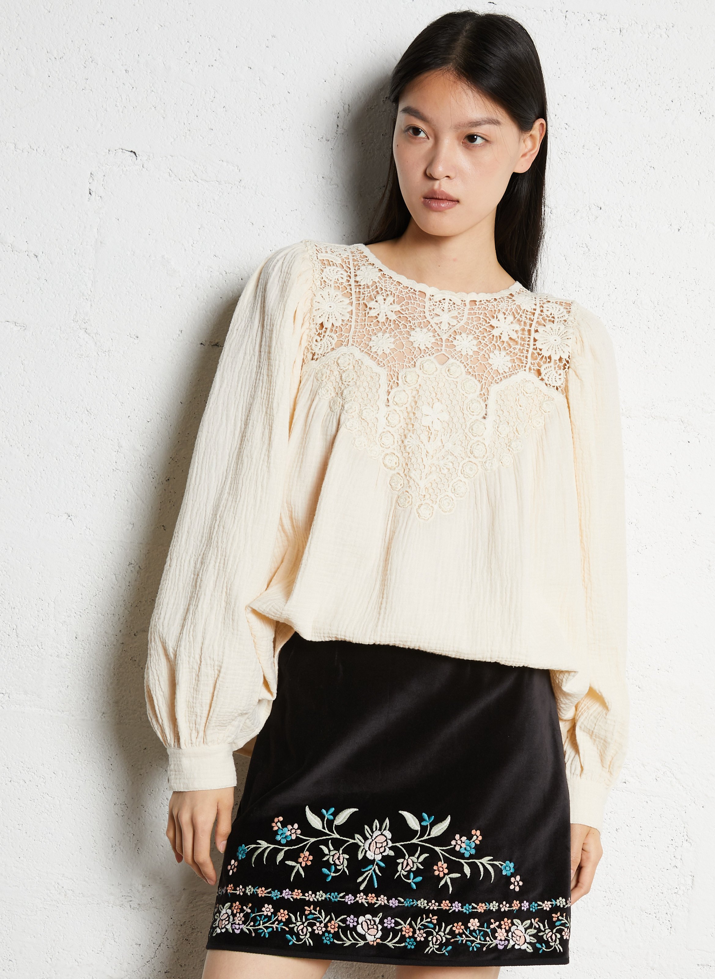 Round-neck cotton blouse LOUISE MISHA Beige