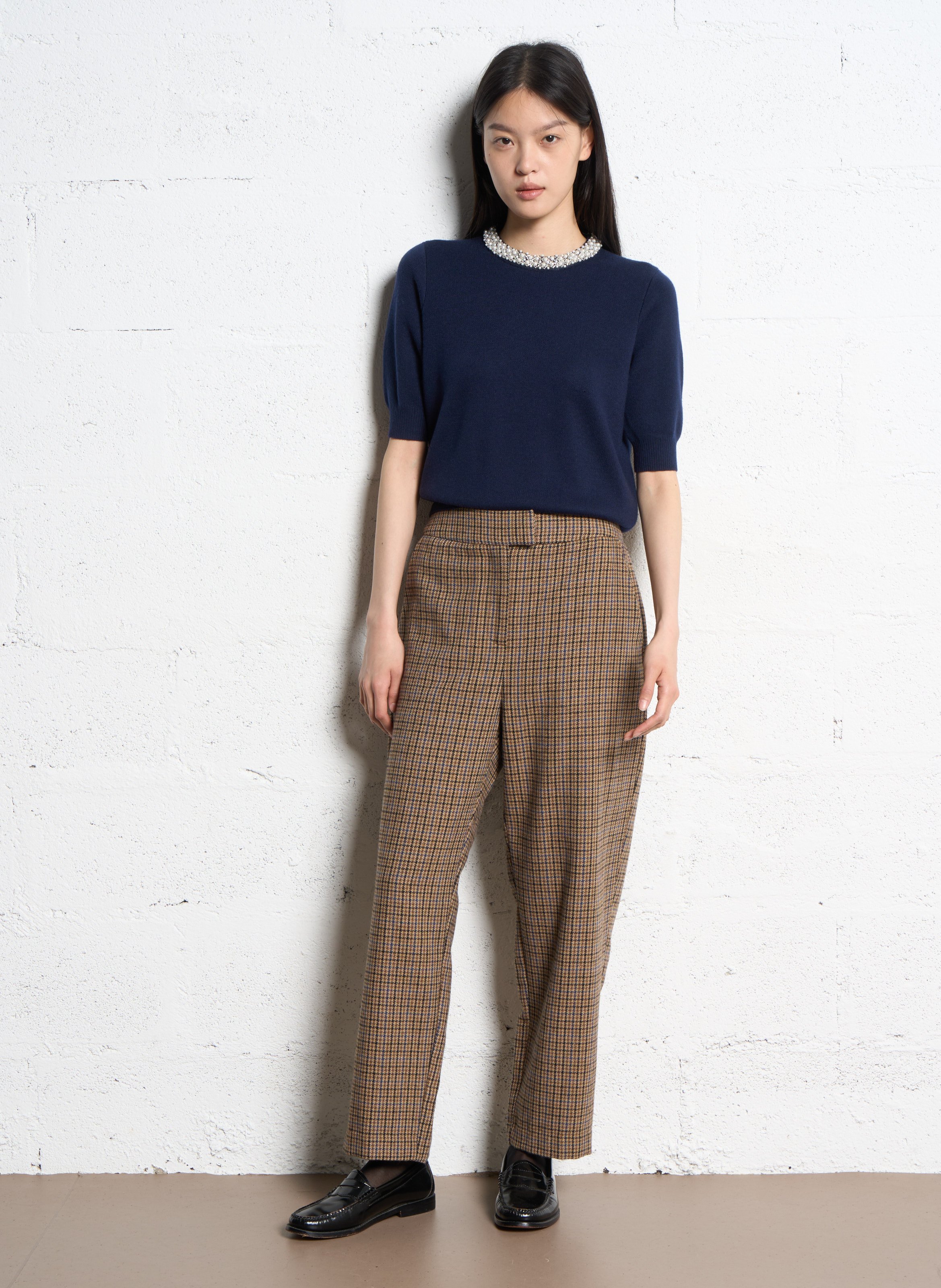 Kurzärmliger Pullover mit Rundhalsausschnitt SUNCOO Blau