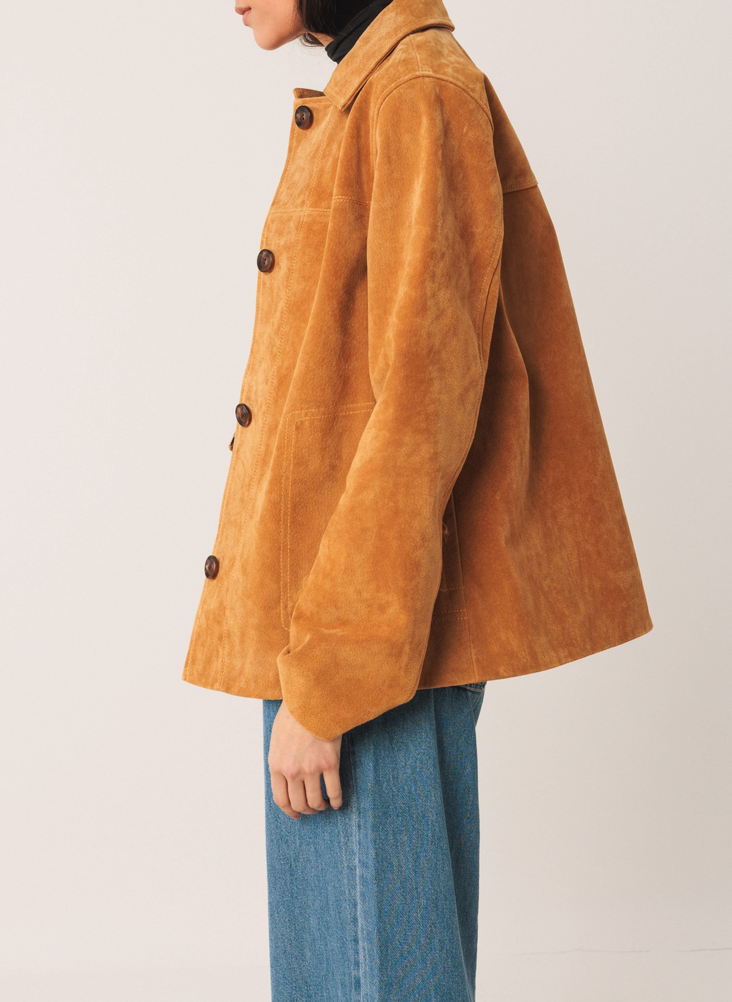 Veste col classique en cuir INDI & COLD Marron