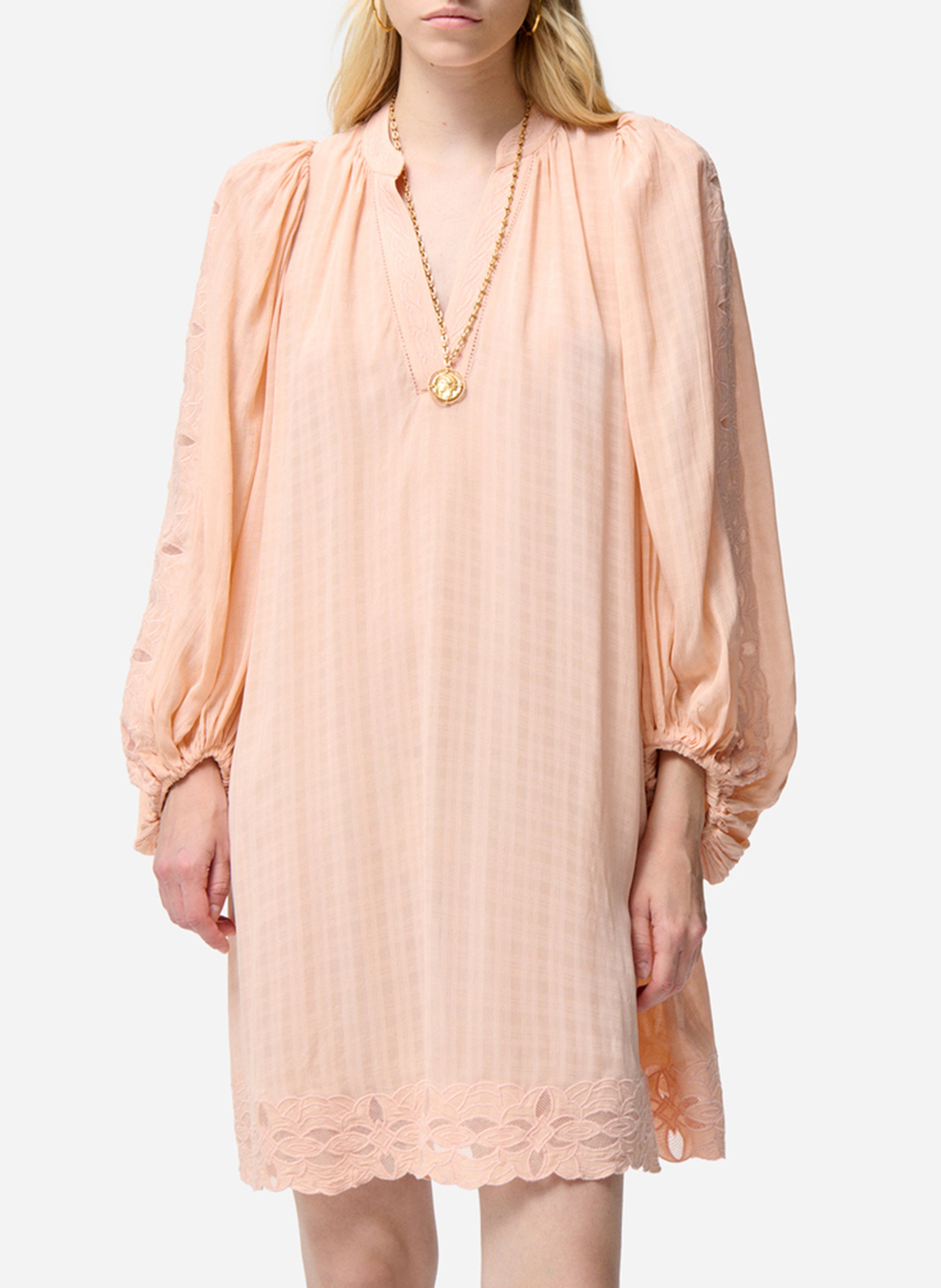 Robe courte col V brodée VANESSA BRUNO Beige