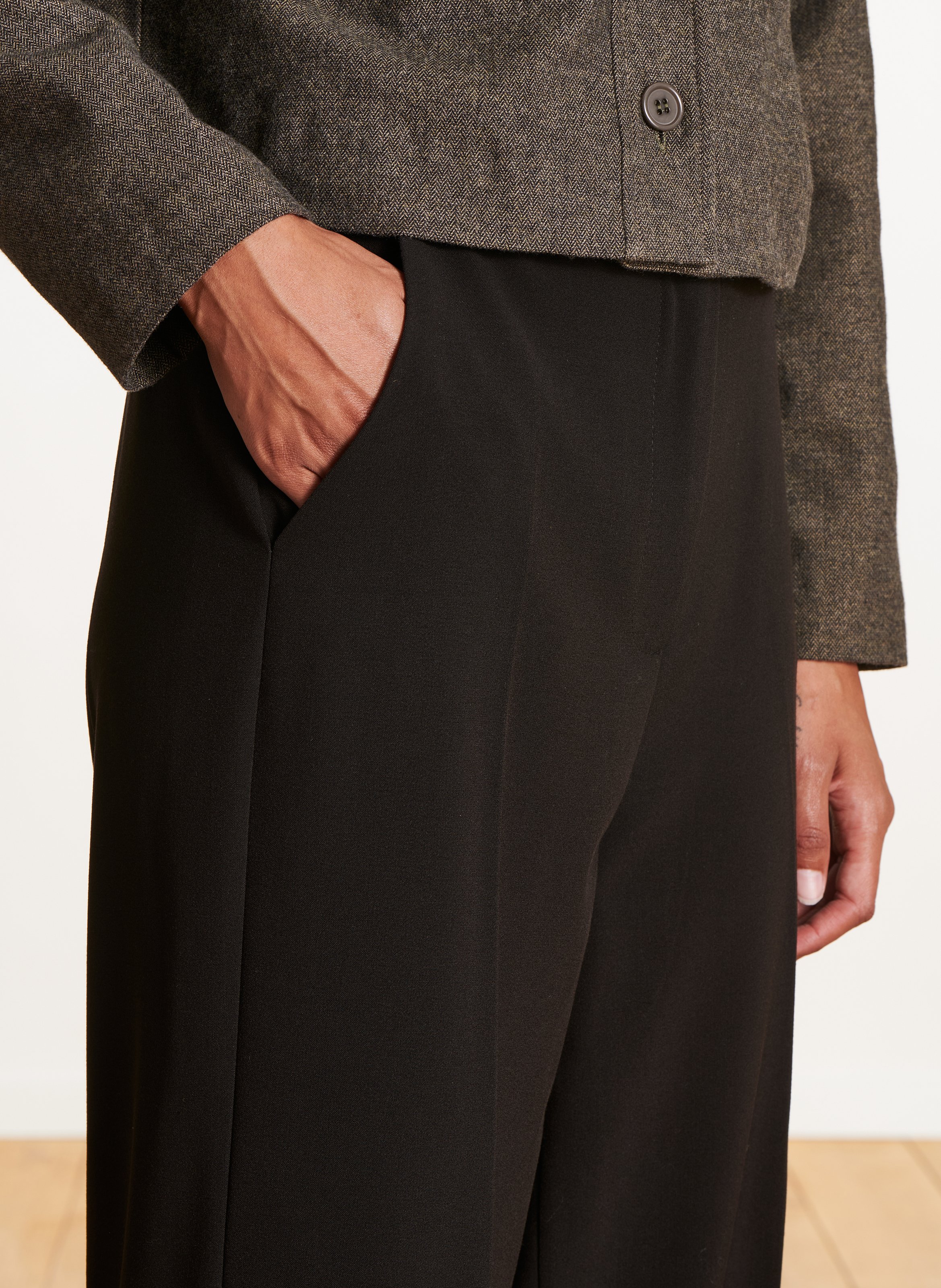 Pantalon large à revers Noir