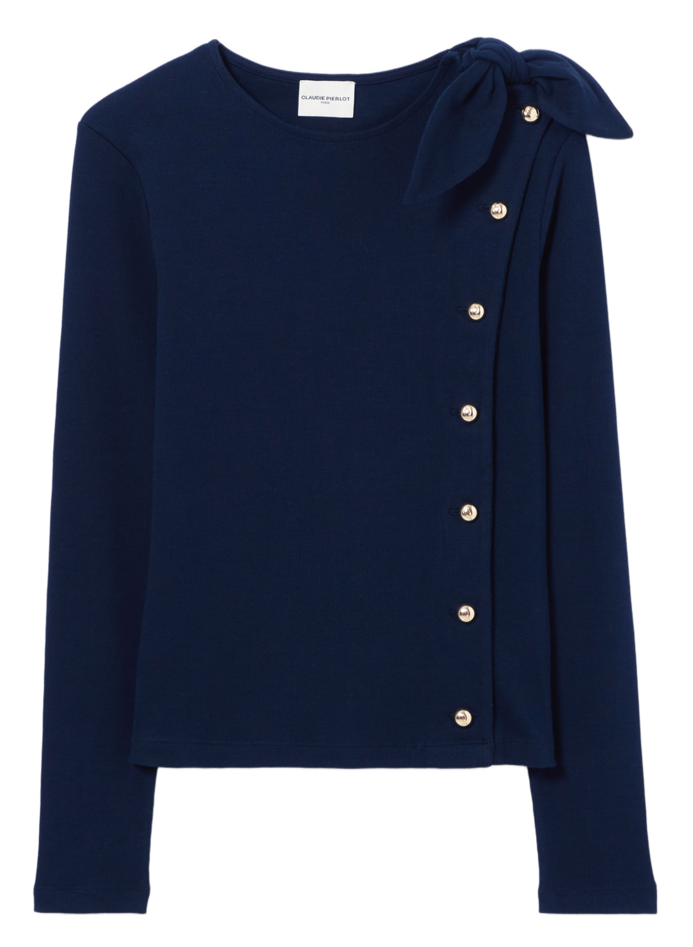 Pull en coton mélangé col rond CLAUDIE PIERLOT Bleu