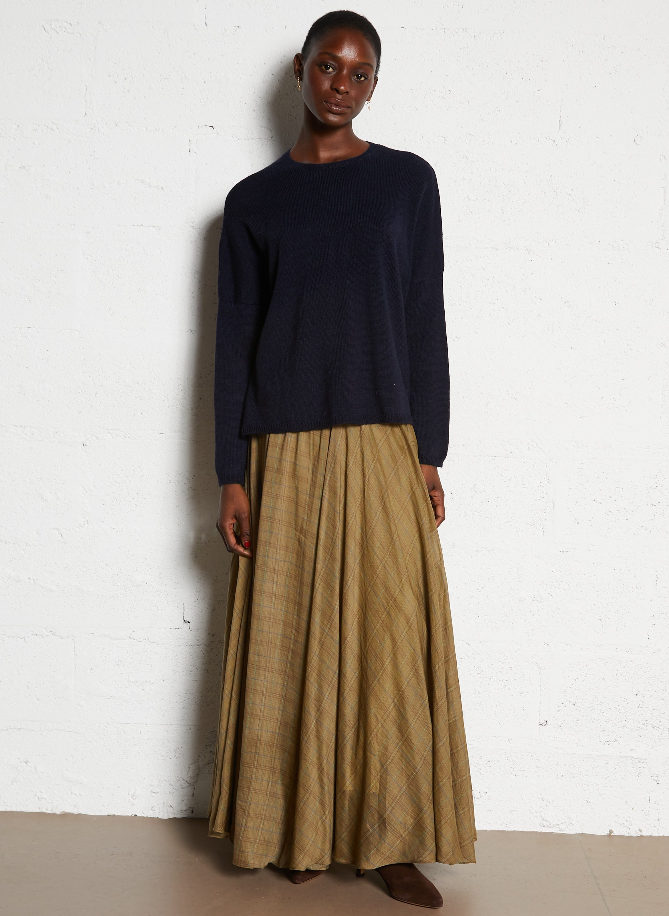 Pull oversize col rond en alpaga mélangé  MASSCOB Bleu