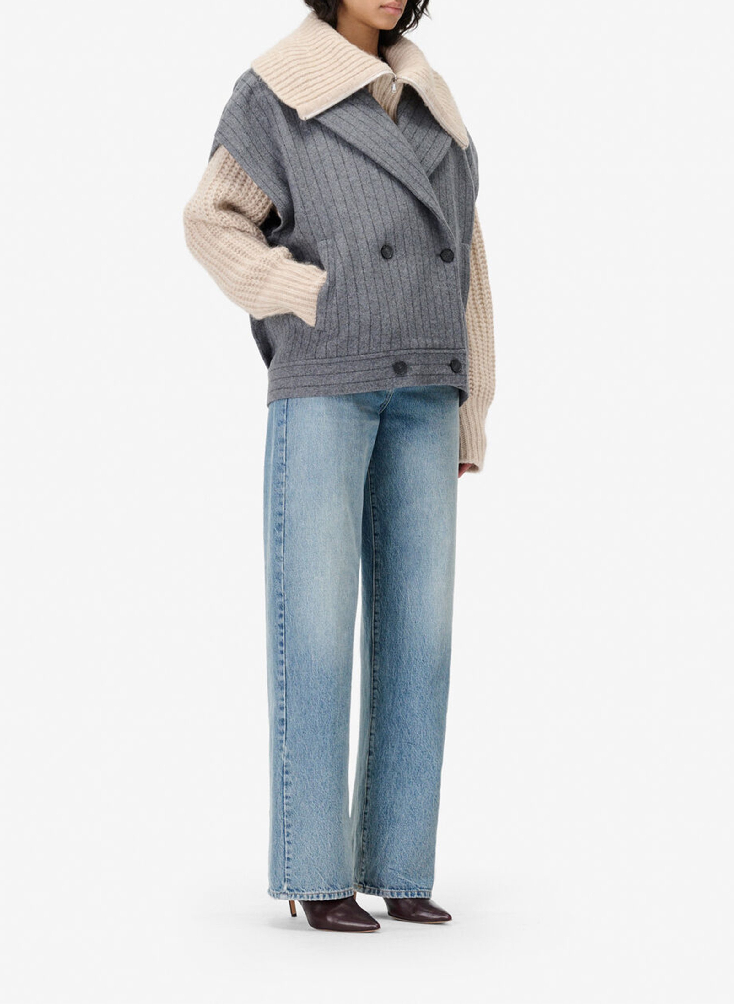 Fitted wool-blend suit collar jacket IRO Grey