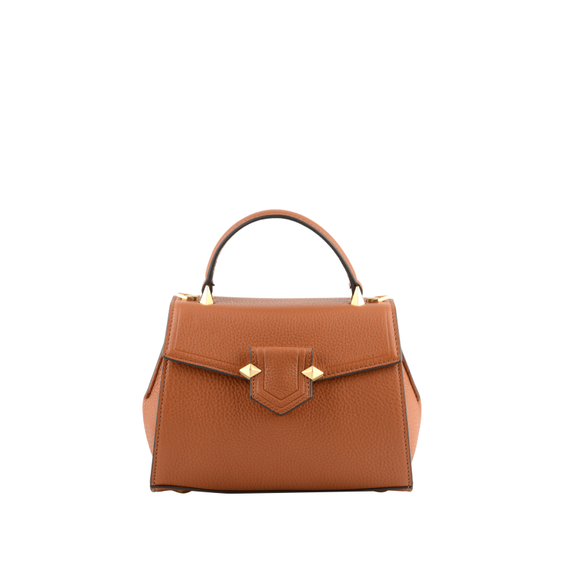 Handbag - grained calf leather POURCHET Brown