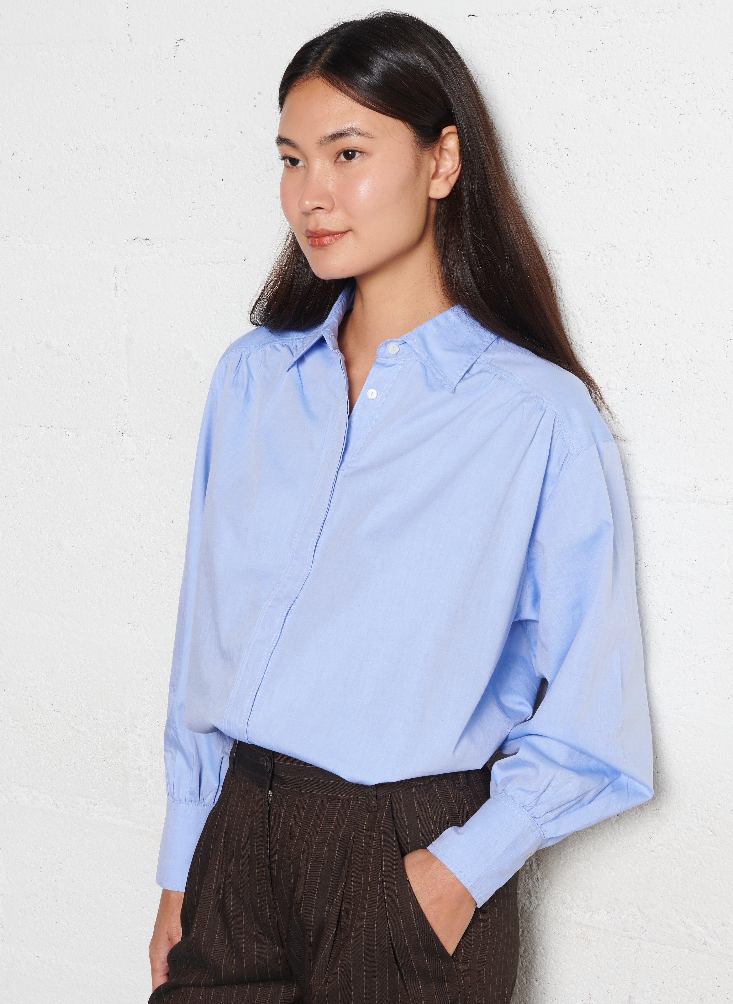 Chemise ample col classique en coton DIEGA Bleu