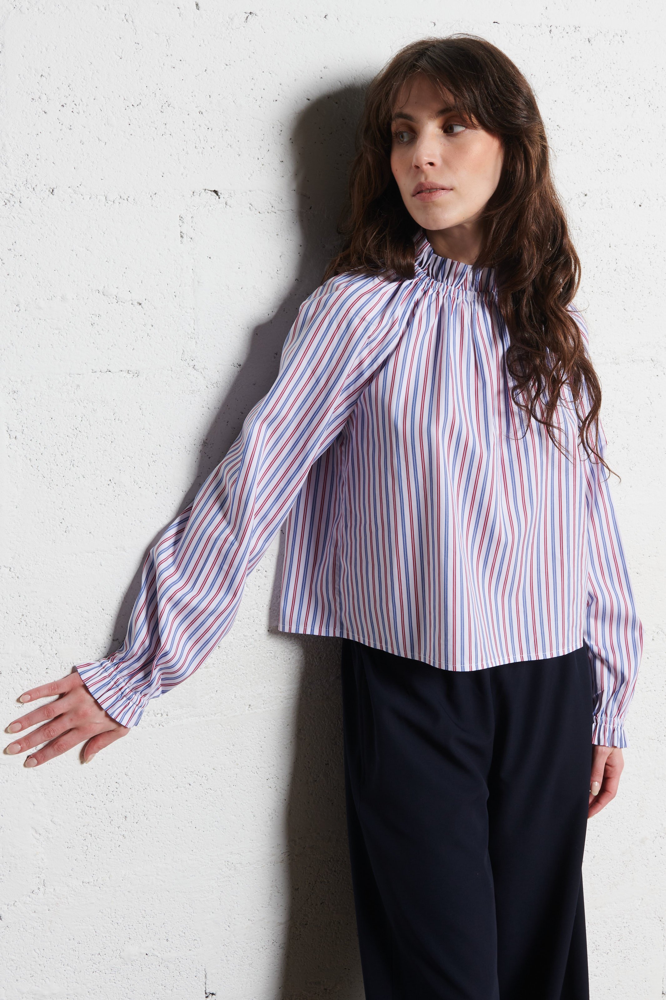 Blouse ample col victorien en coton STELLA NOVA Multicolore