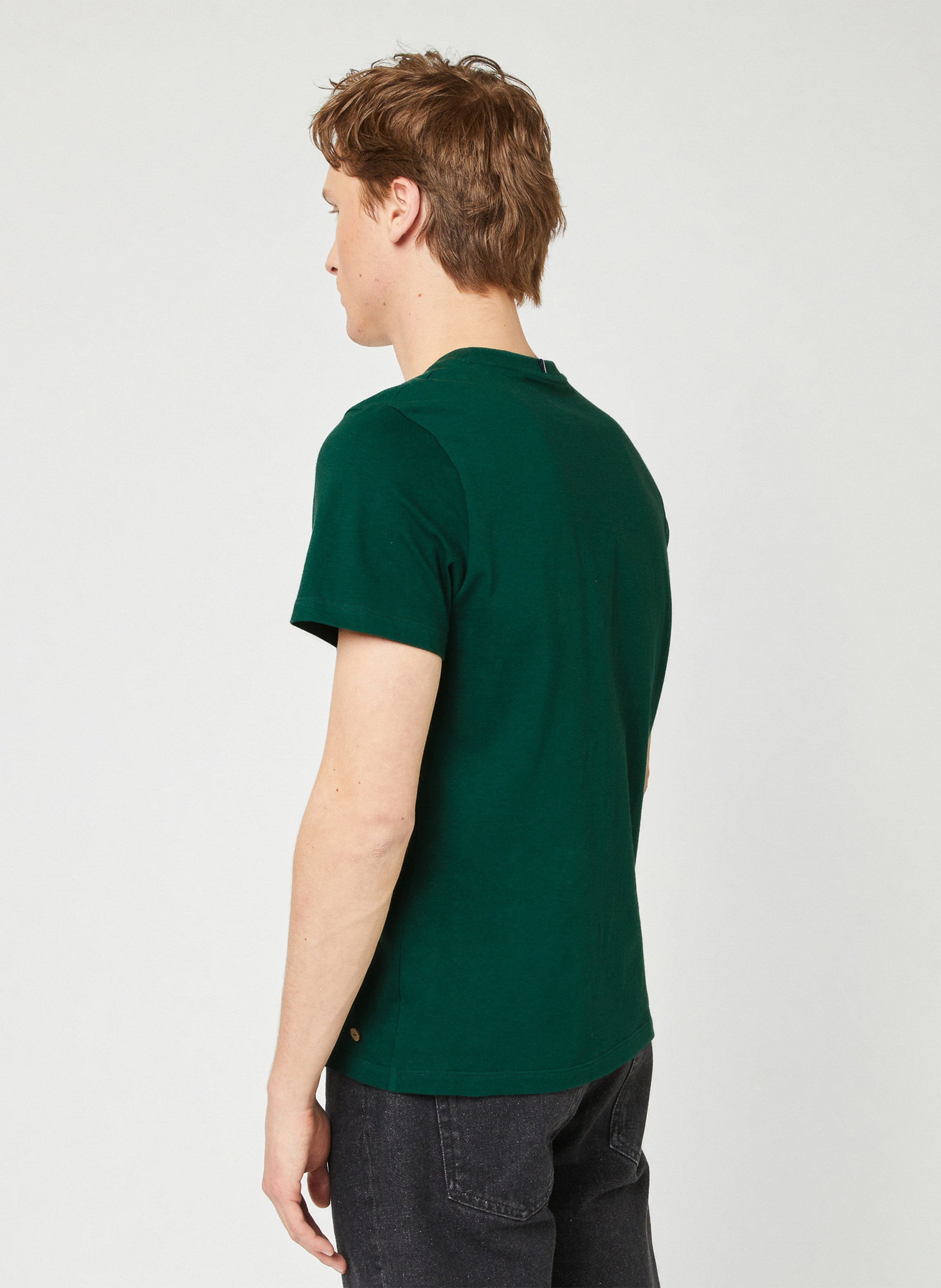 Plain straight t-shirt with chest embroidery FAGUO Green