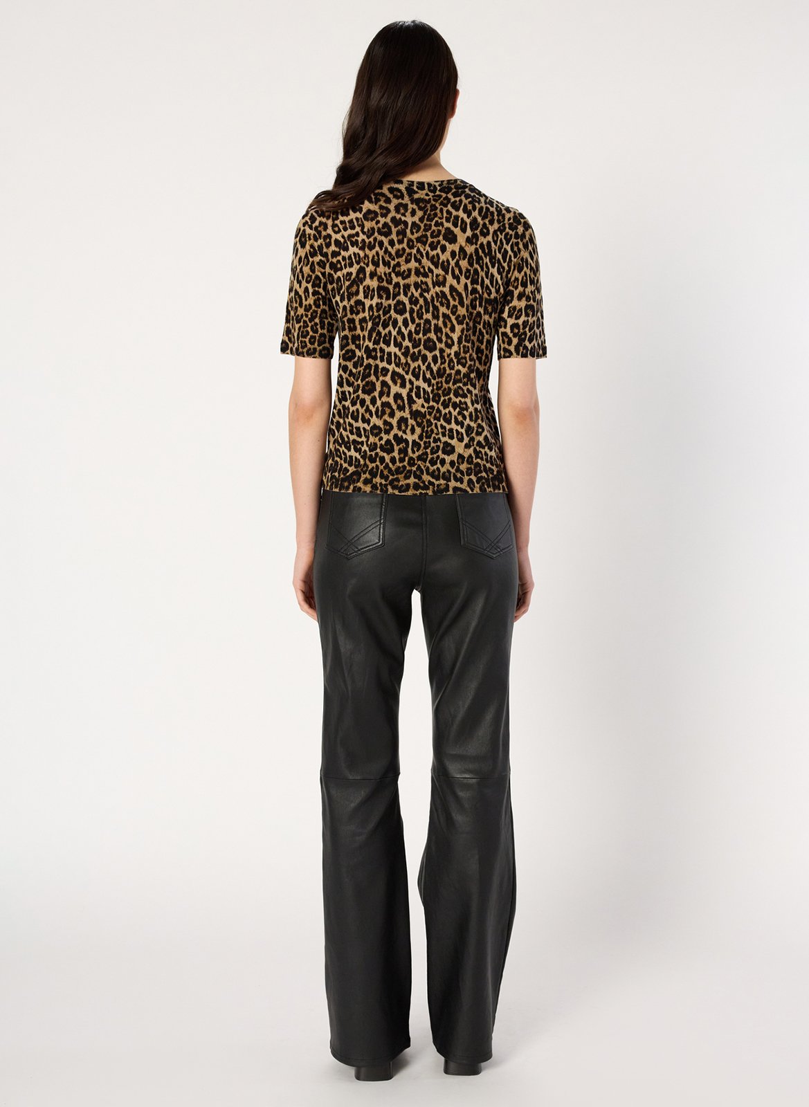 Tee-shirt col rond léopard en laine GERARD DAREL Marron