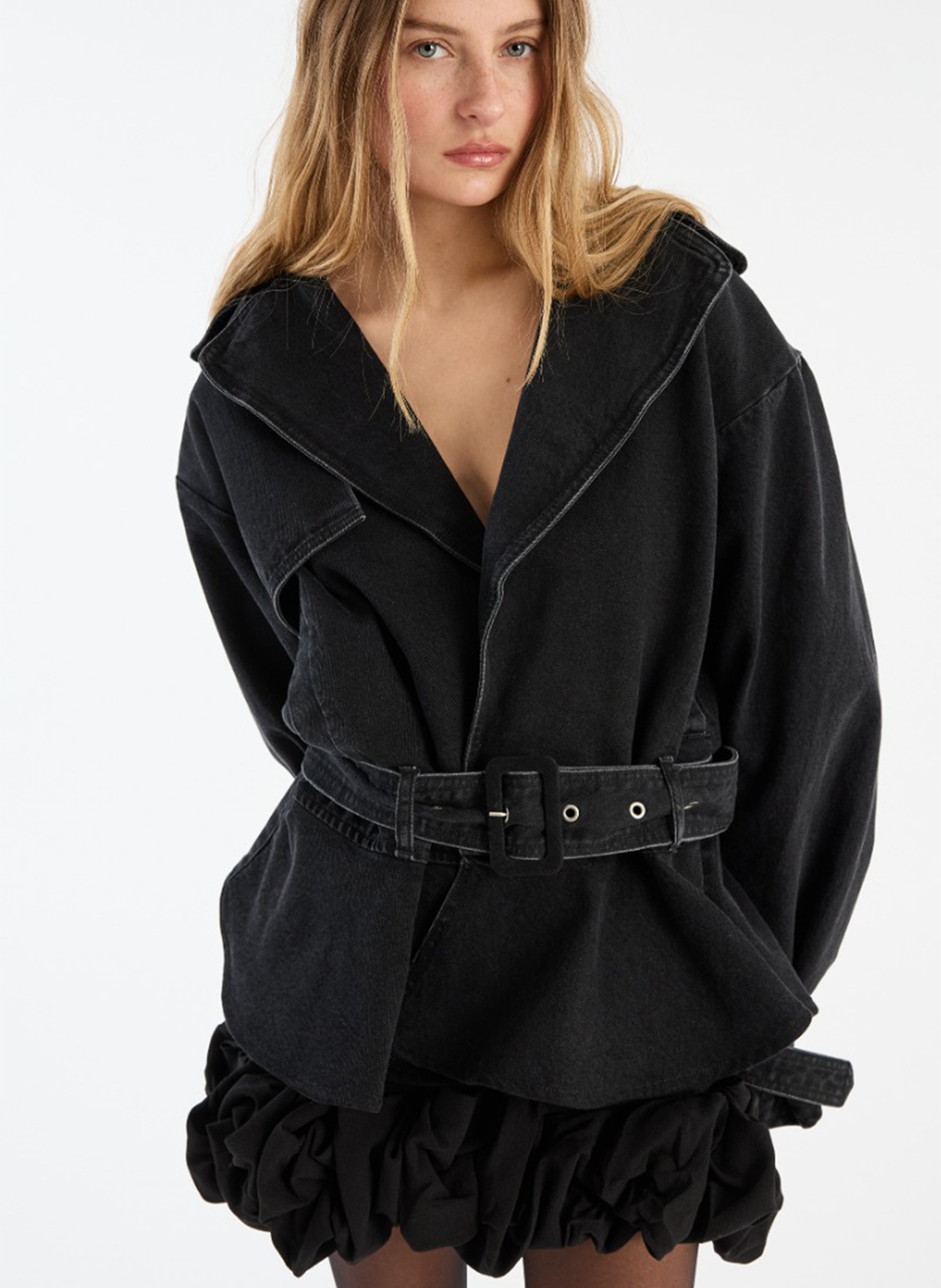 Short A-line skirt ROTATE Black