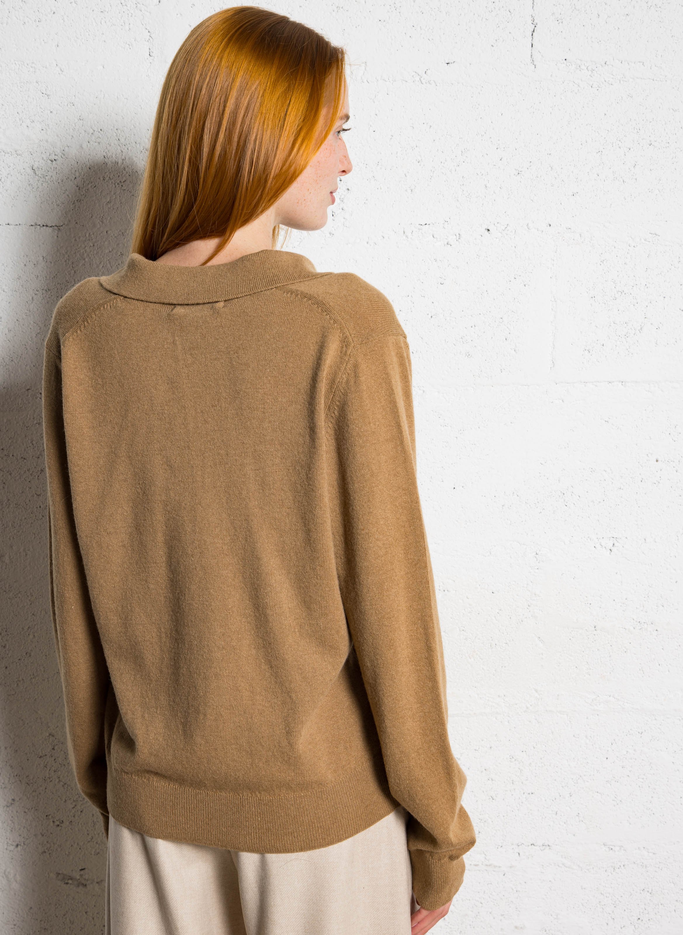 Ruime V-hals trui in effen kleur THE NEW SOCIETY Bruin