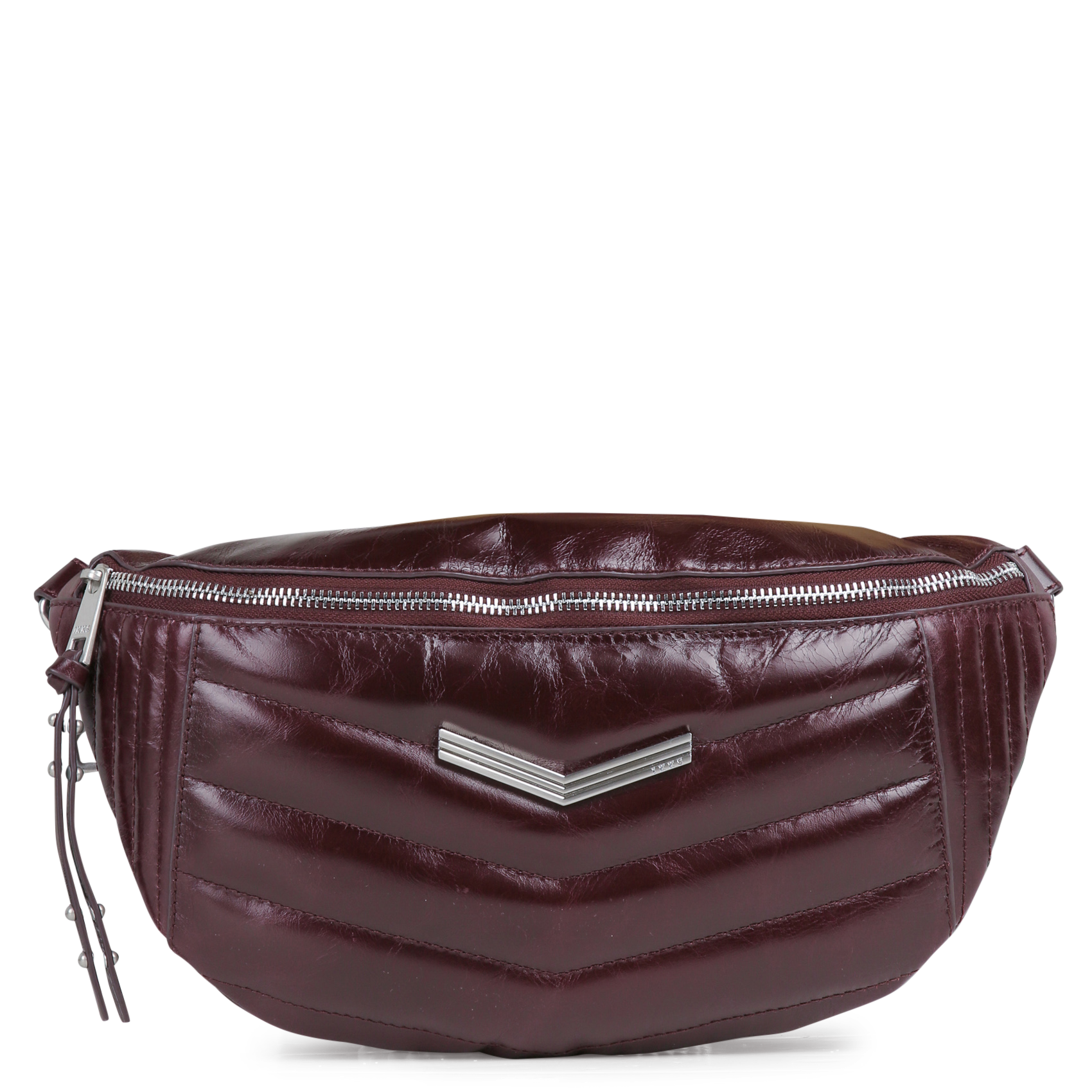 Quilted leather zip-up waist bag IKKS Purple