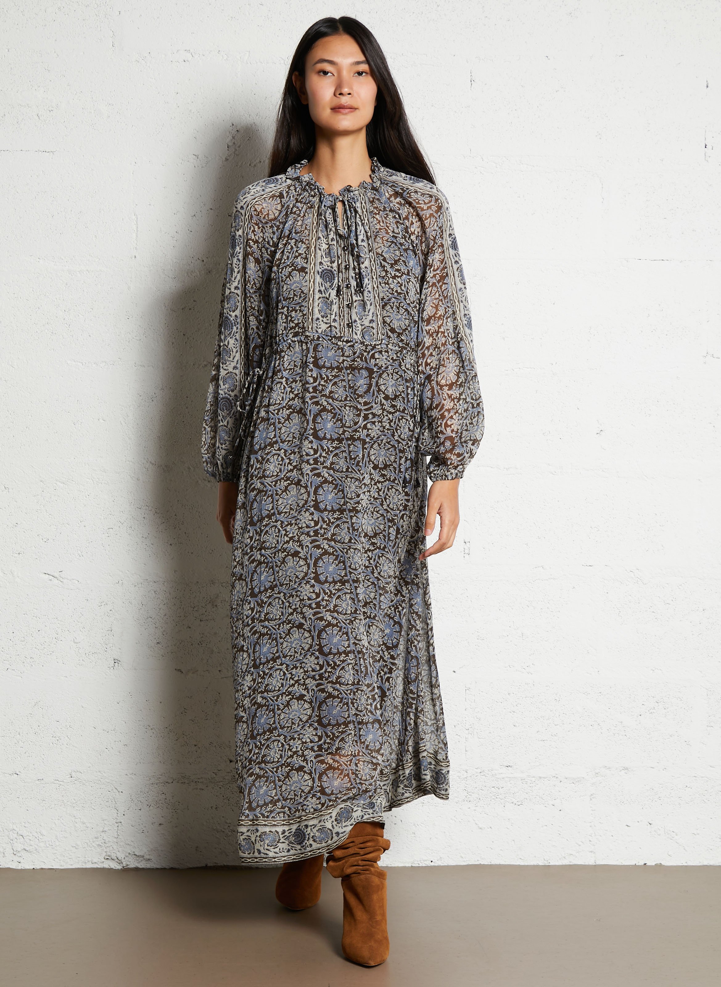 Chemise en coton imprimé MAISON HOTEL Bleu