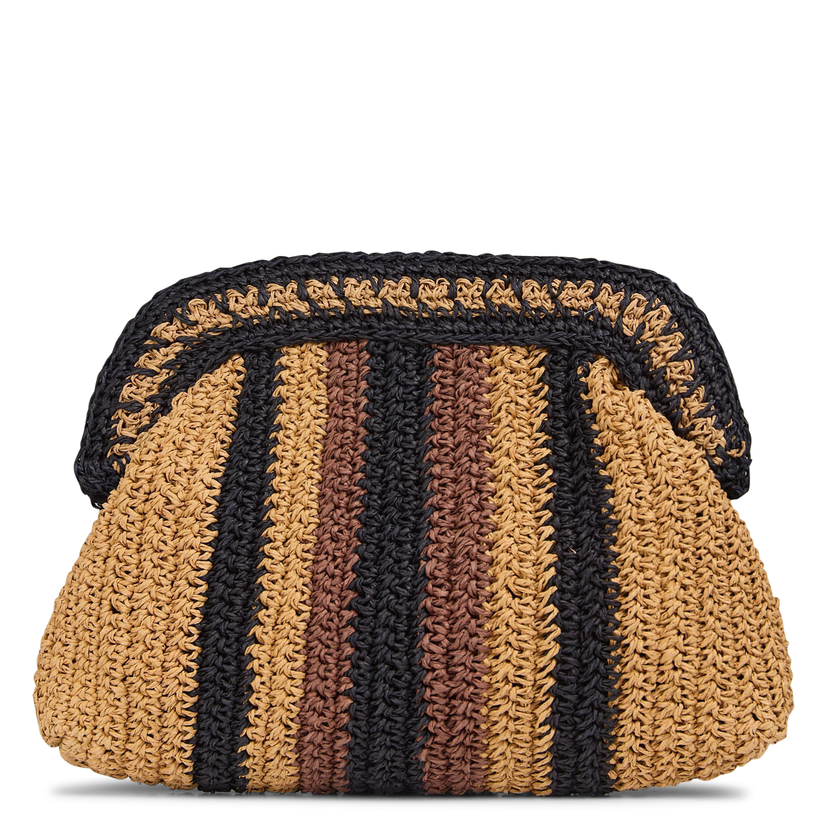 Striped raffia hand clutch SUNCOO Beige