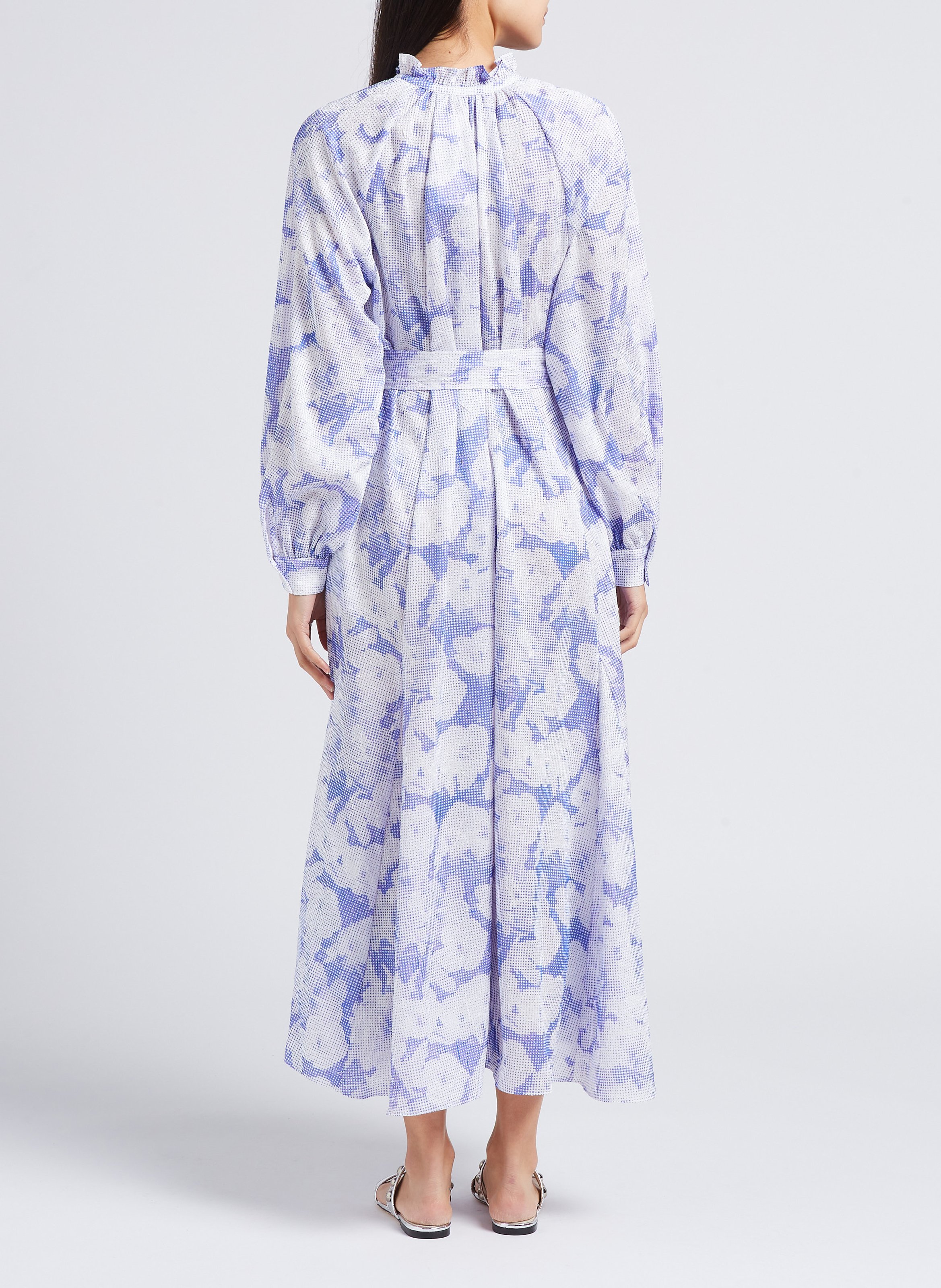 Belted printed midi dress with knotted V-neck SAMSOE SAMSOE Purple