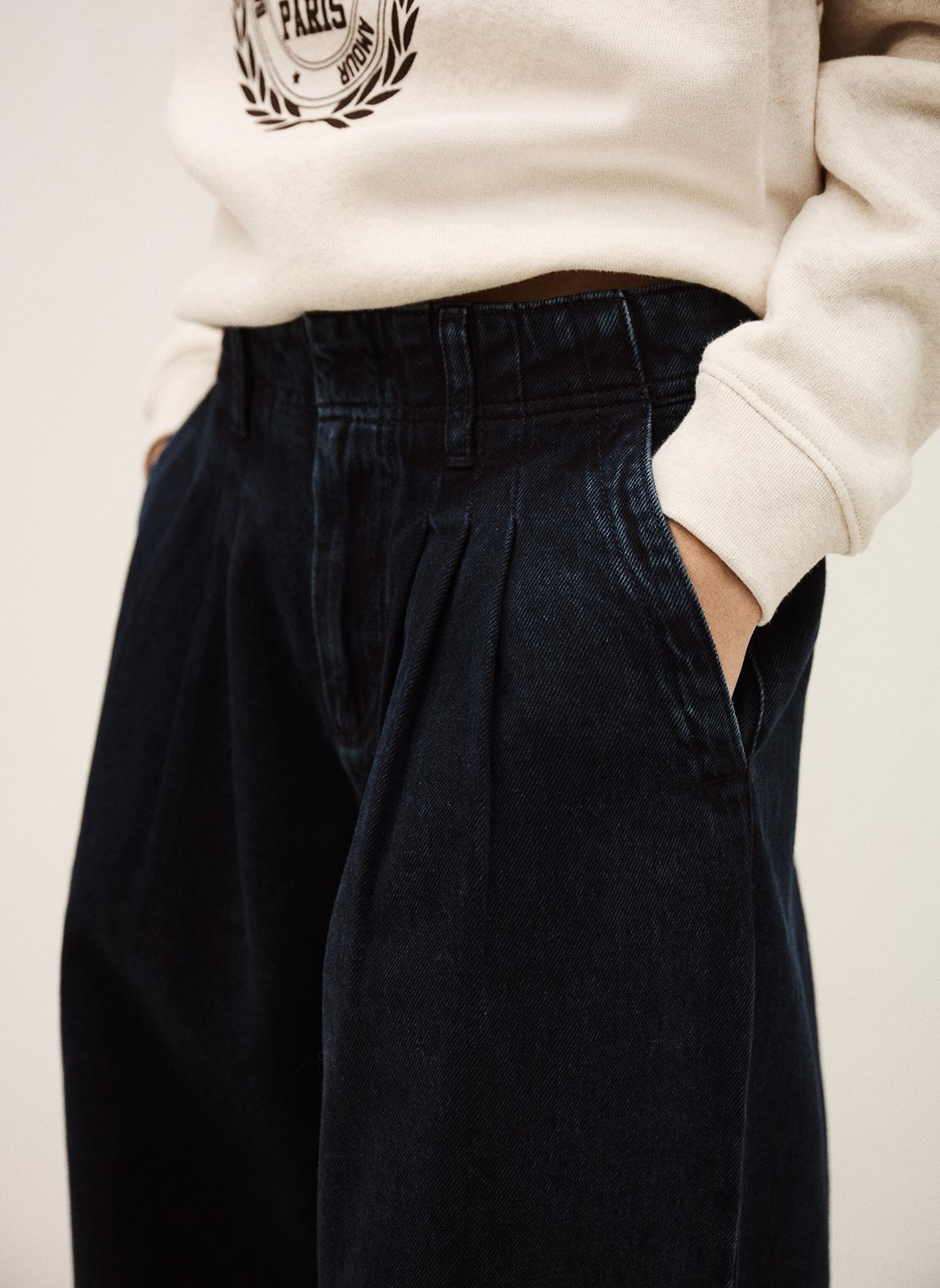 Pantalon large à pinces délavé BA&SH Bleu