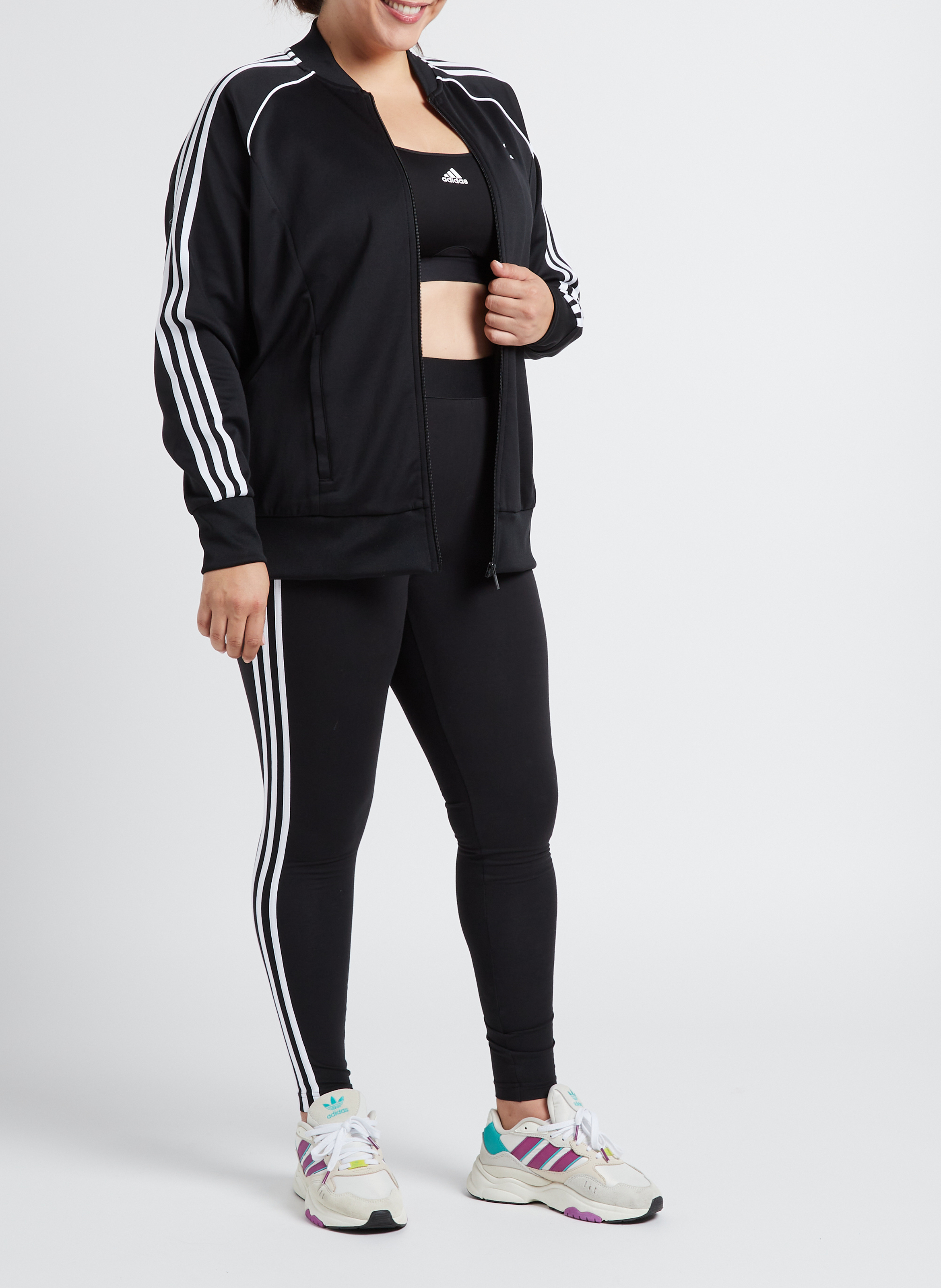 Jacke mit College-Kragen und Drei-Streifen-Dekor ADIDAS Schwarz