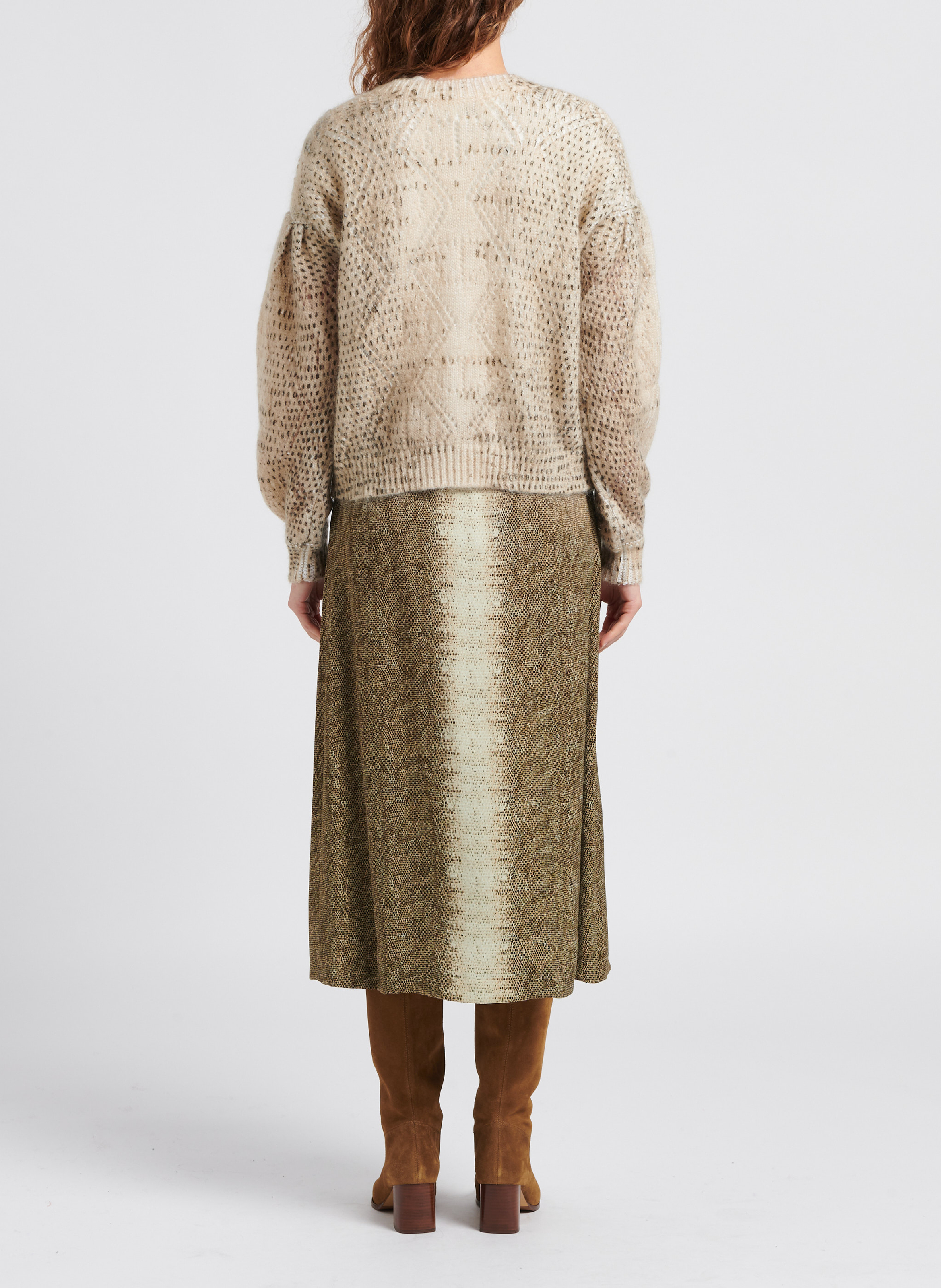 Lizard print midi skirt TWINSET Brown