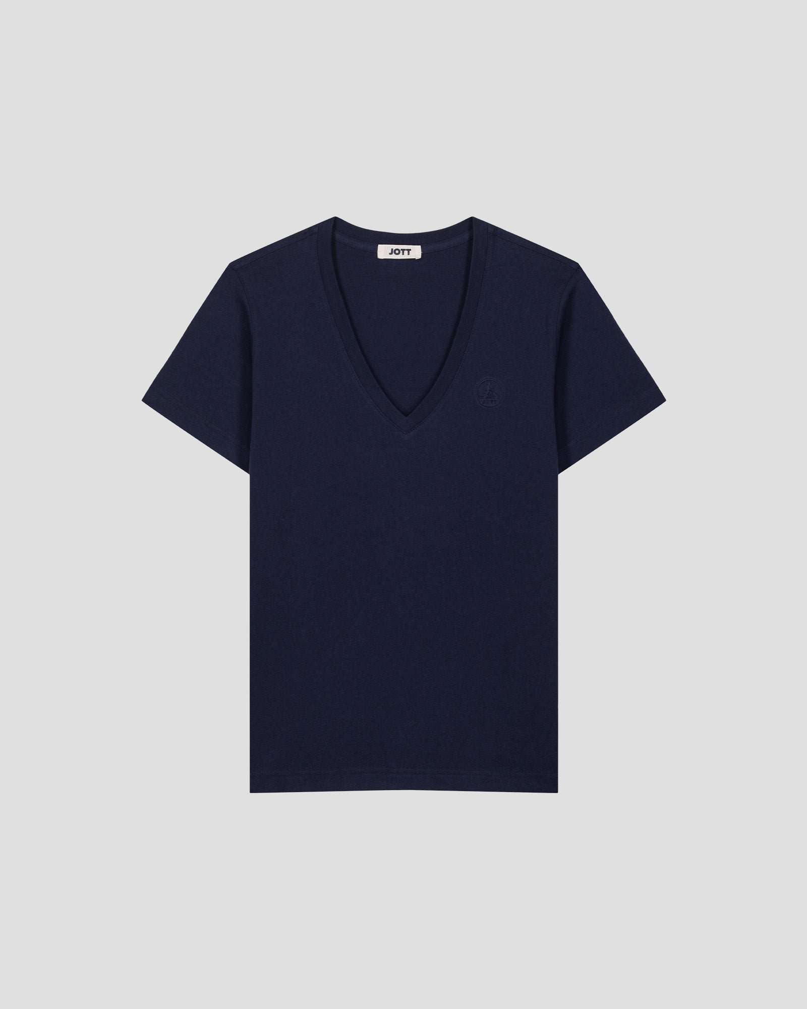 <p>T-shirt plain V-neck in cotton Sofia 2.0</p> JOTT Blue