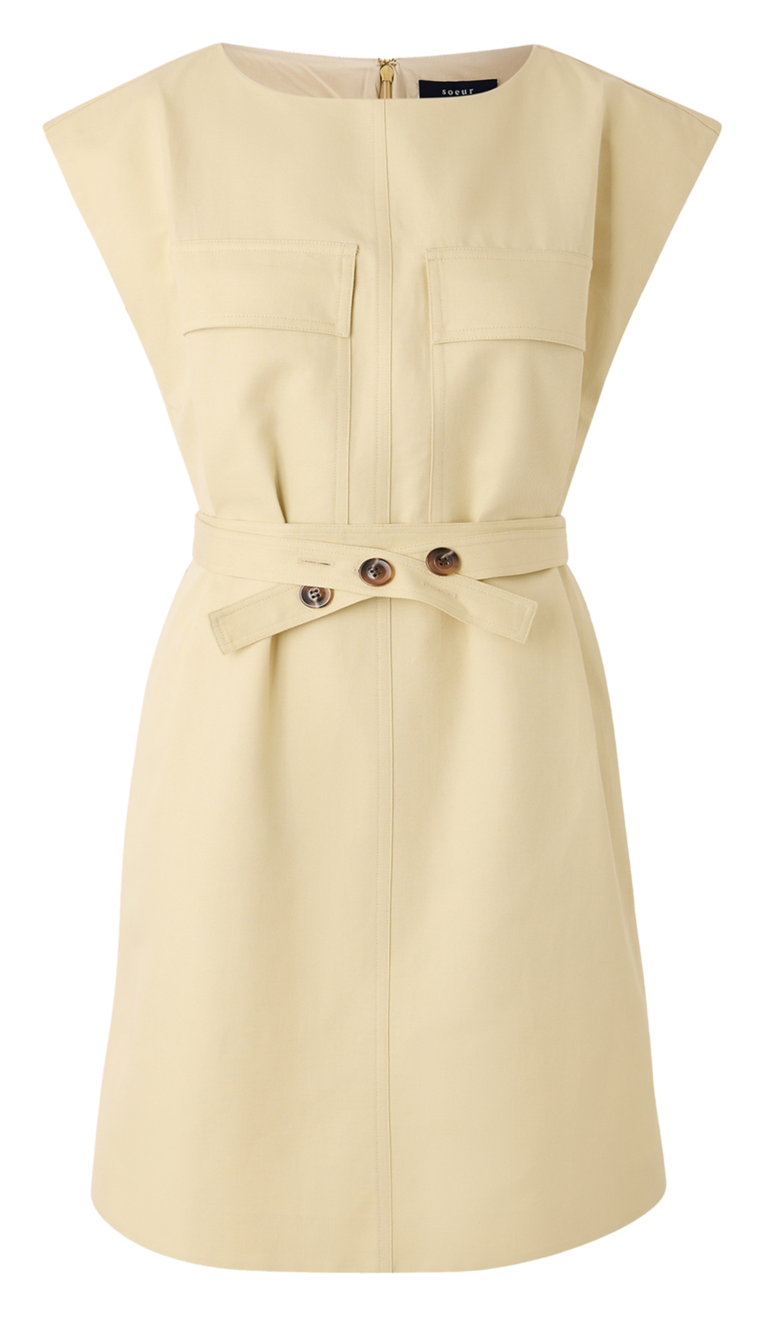 Jurk van biologisch katoen met Engels borduursel SOEUR Beige