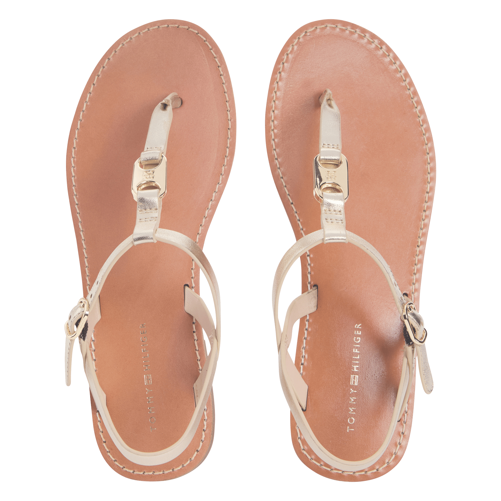 Flat leather sandals TOMMY HILFIGER Golden