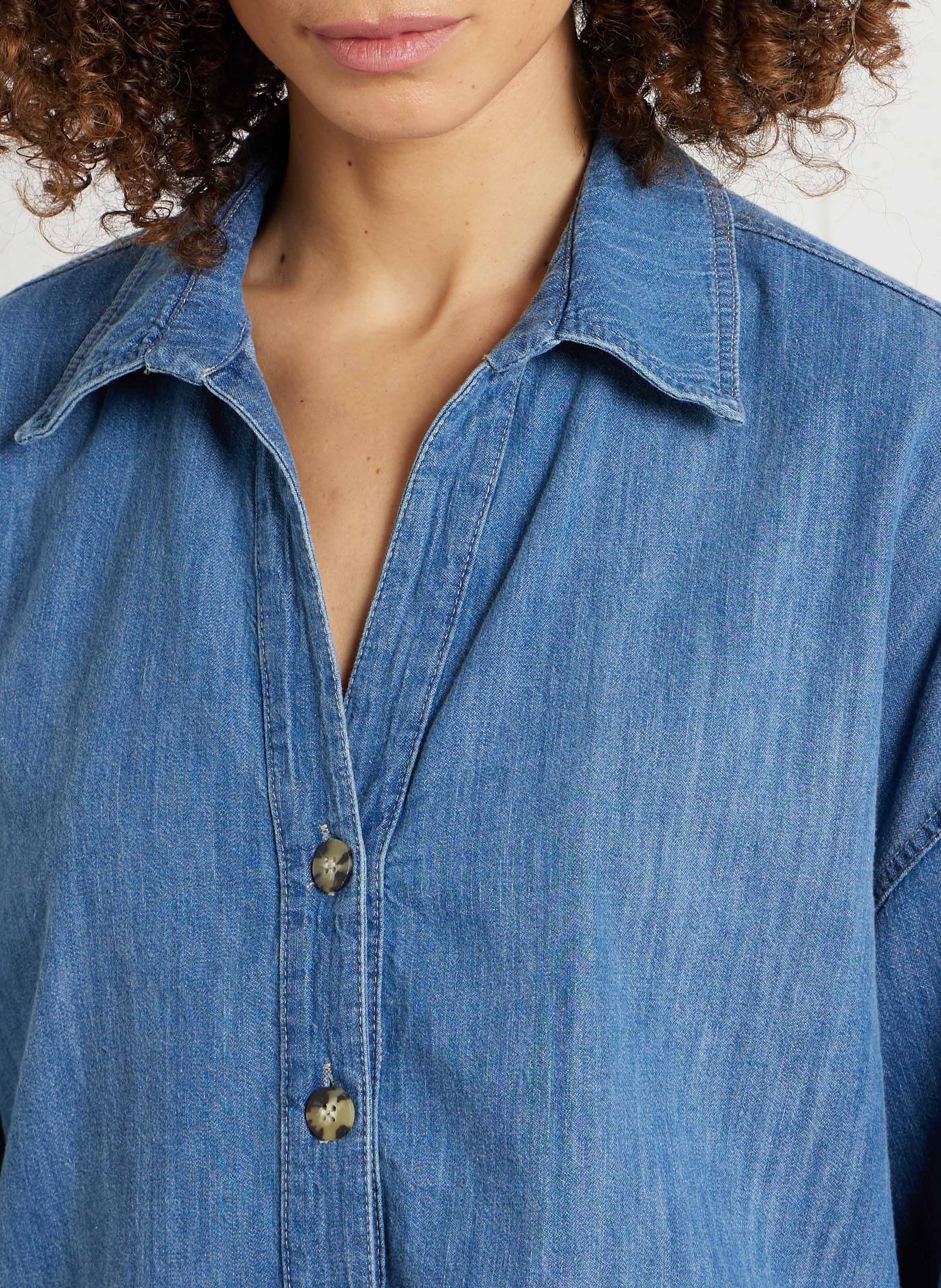 Oversized denim shirt in cotton PLEASE Blue