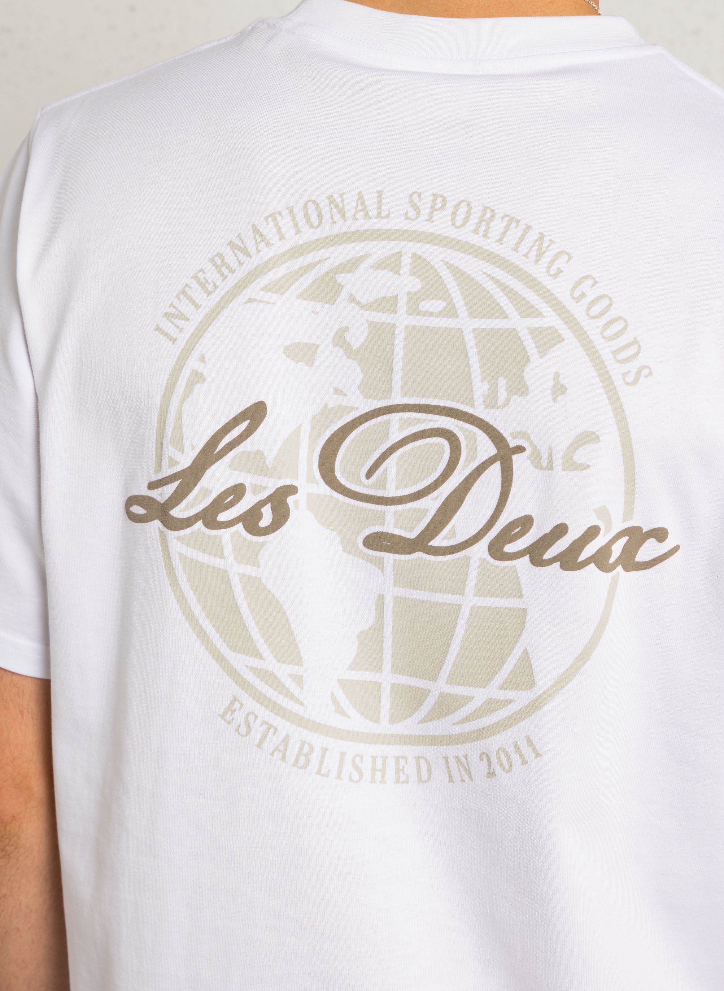 Maglietta diritta con stampa serigrafica a girocollo in cotone organico LES DEUX Bianco