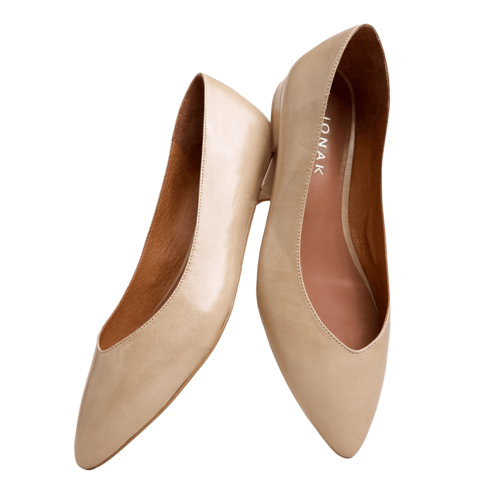 Ballerines plates pointus en cuir JONAK Beige