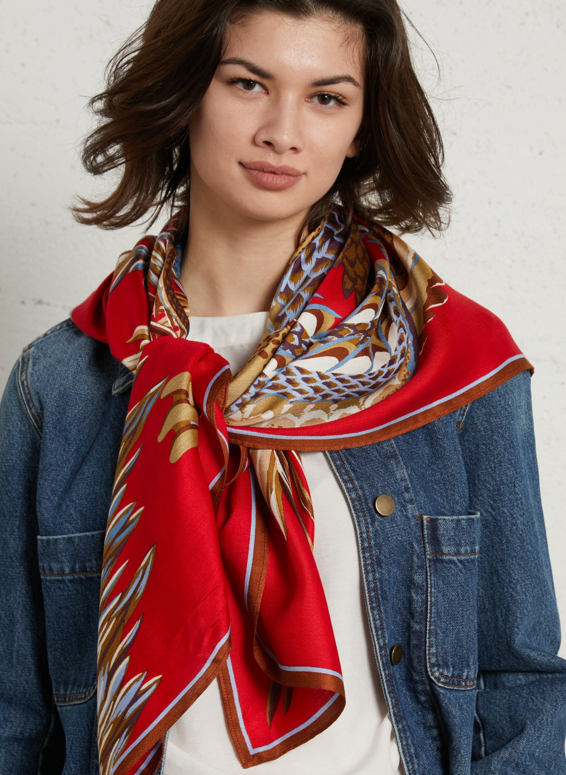 Foulard van gemengde zijde met print INOUI EDITIONS