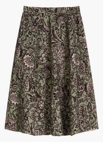 Jupe midi bleue à fleurs abstraites - 6073 Jupe midi bleue à fleurs abstraites - 6073