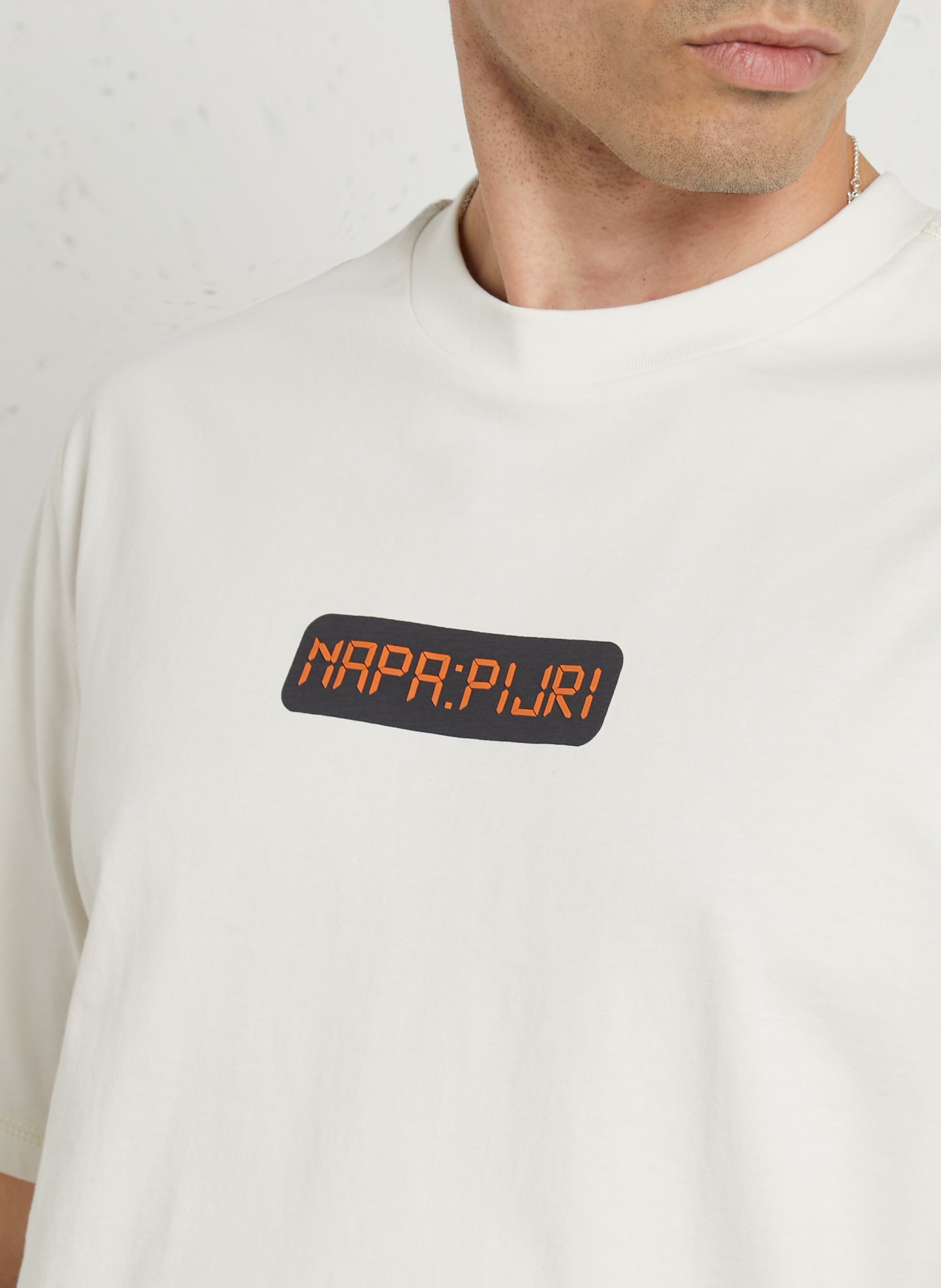 Gerade geschnittenes Baumwoll-T-Shirt mit Siebdruck NAPAPIJRI Beige