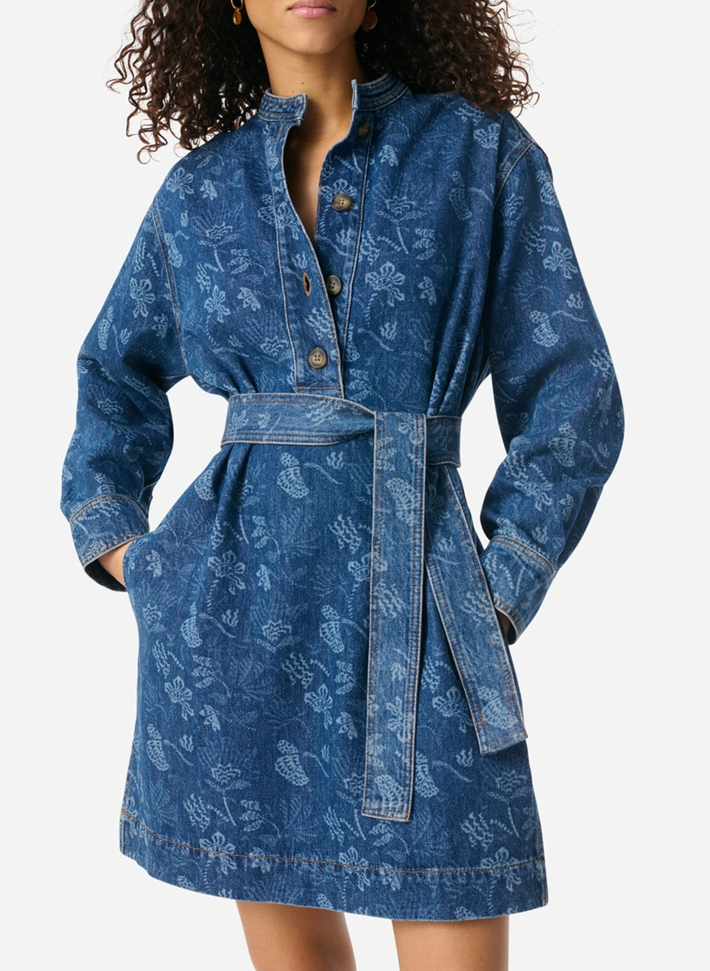 Robe courte col rond imprimé VANESSA BRUNO Multicolore