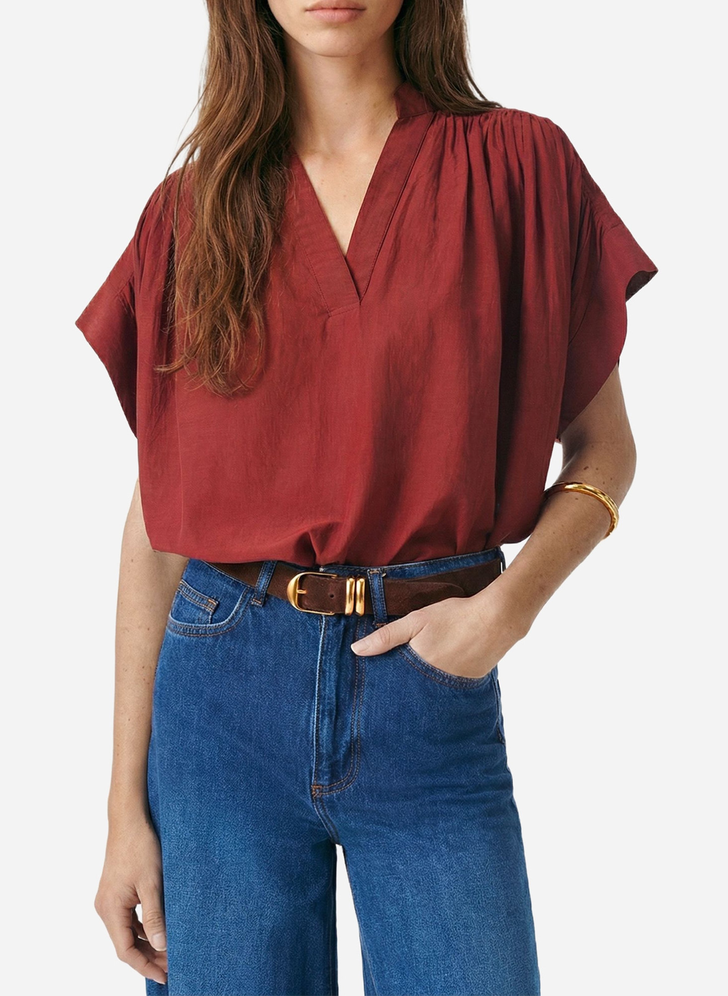 Oversized top van katoenmix VANESSA BRUNO Rood
