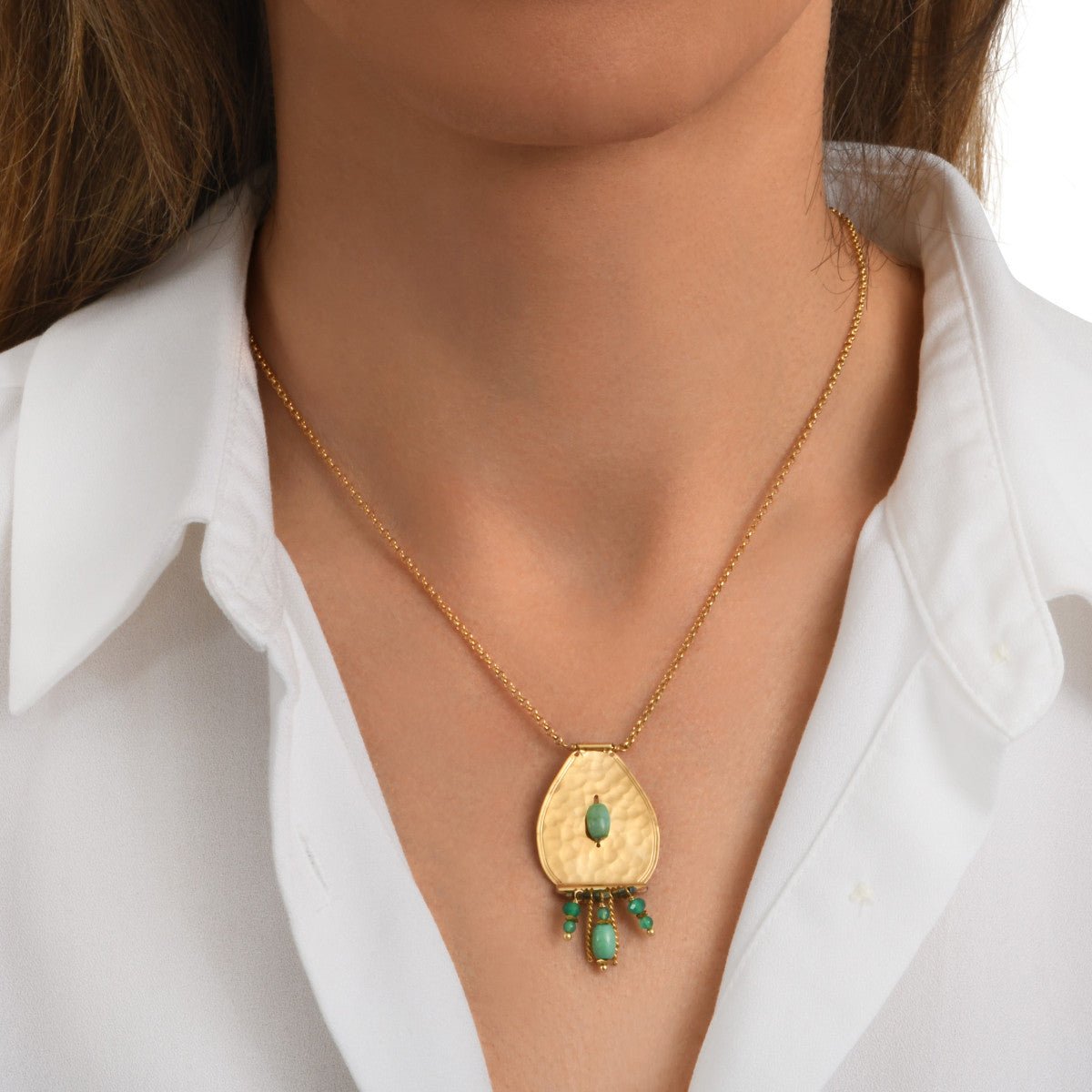 Gold-plated necklace SATELLITE PARIS Green