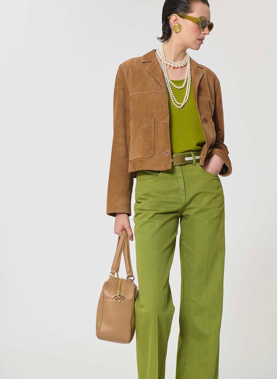 Veste courte ajustée en cuir TARA JARMON Marron