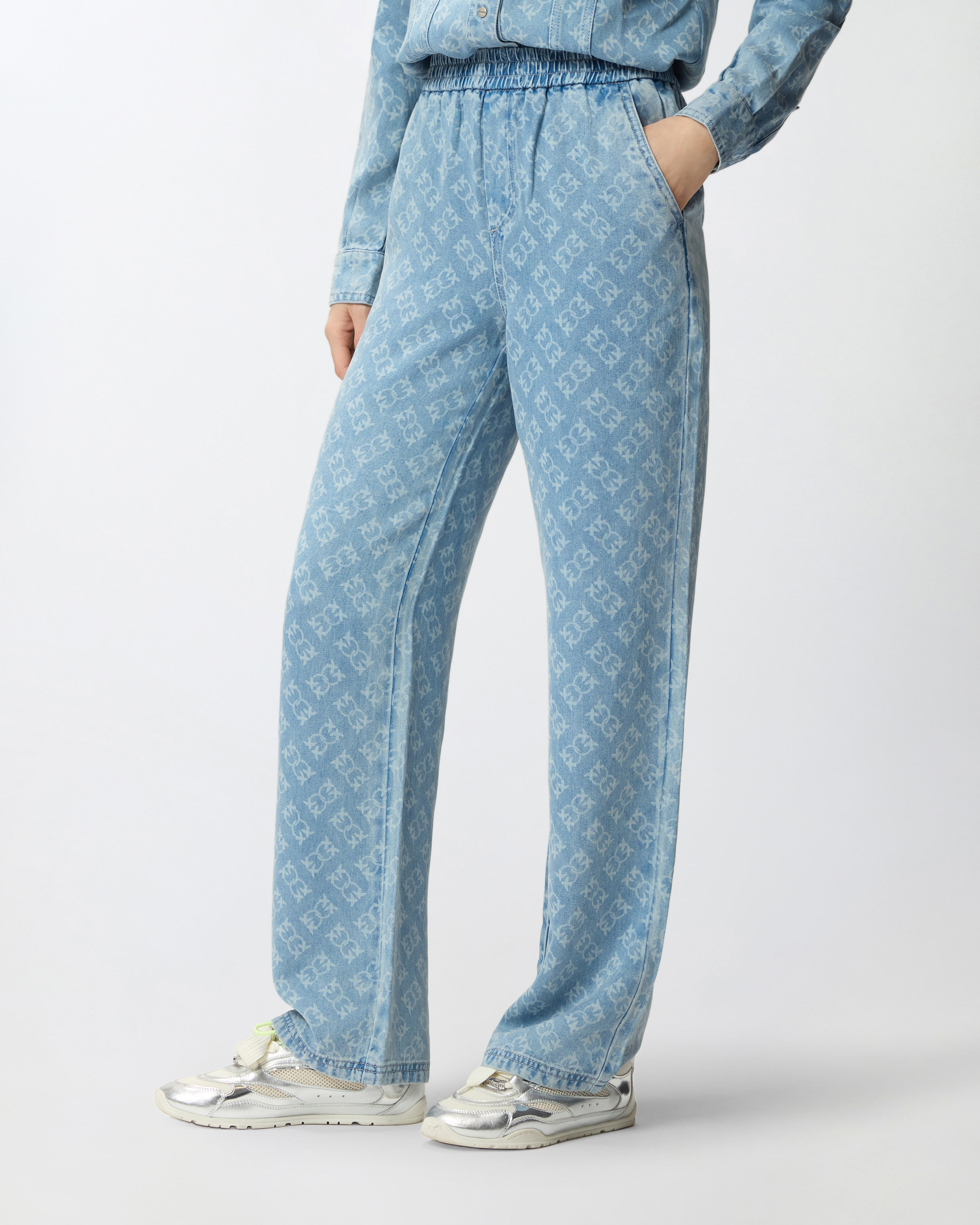 Pantalon en denim avec logo love birds PINKO Bleu